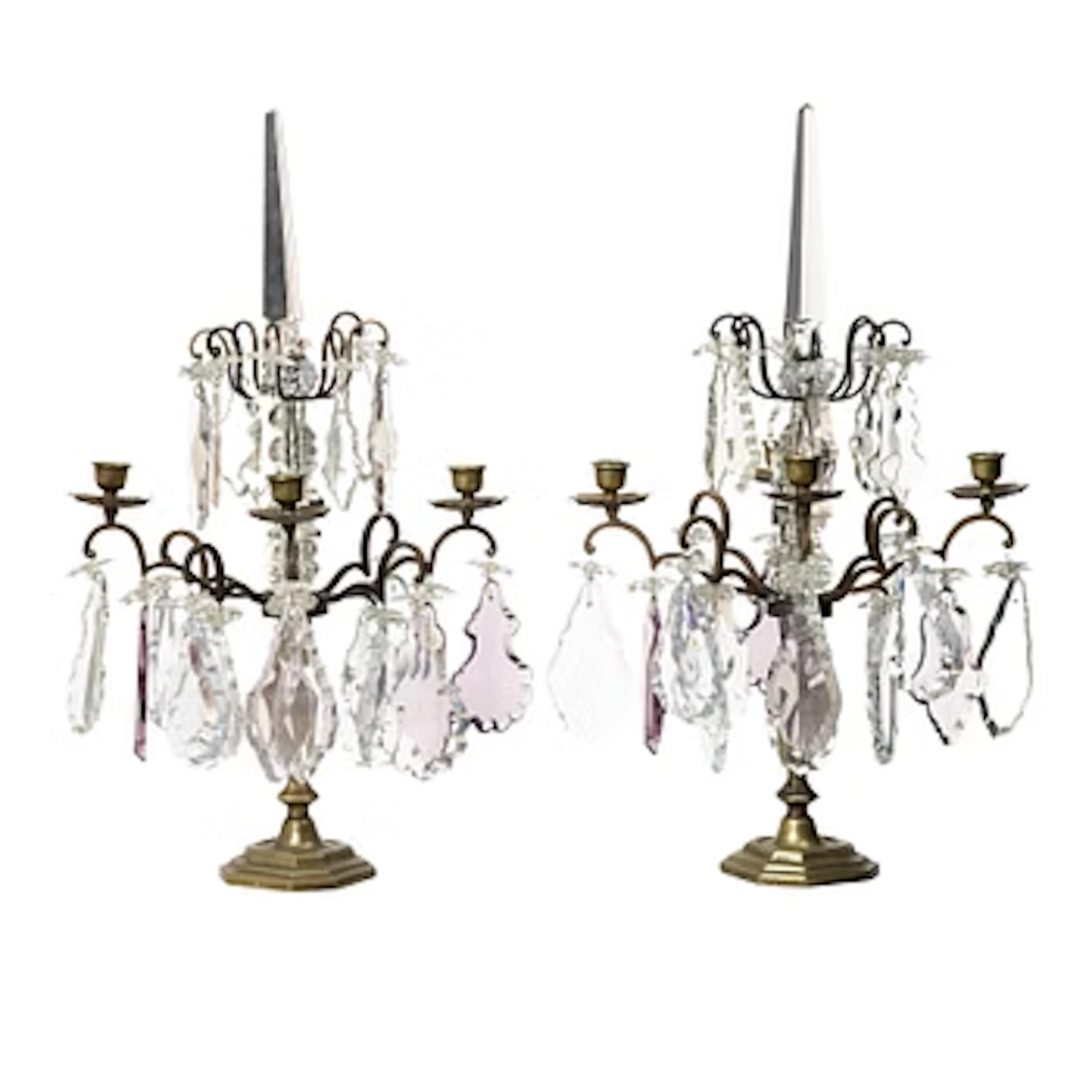 Table lustres, a pair, Baroque style, first half of the 20th century.