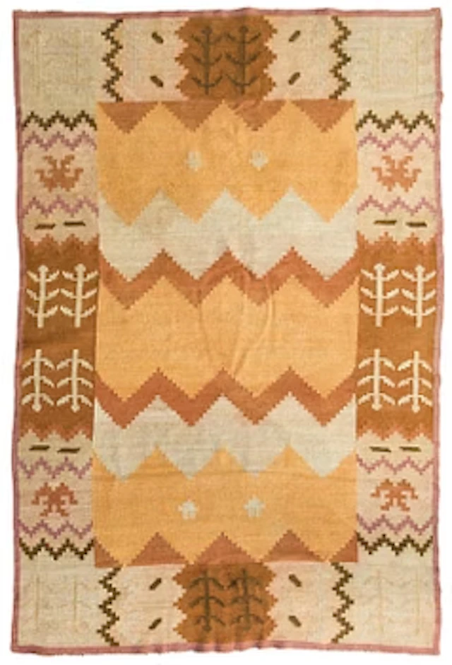 a 1930s Finnish flat weave carpet, circa 204 x 307 cm.