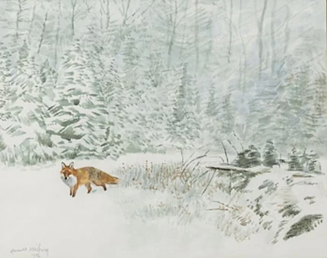 Harald Wiberg, Fox in a Winter Landscape.