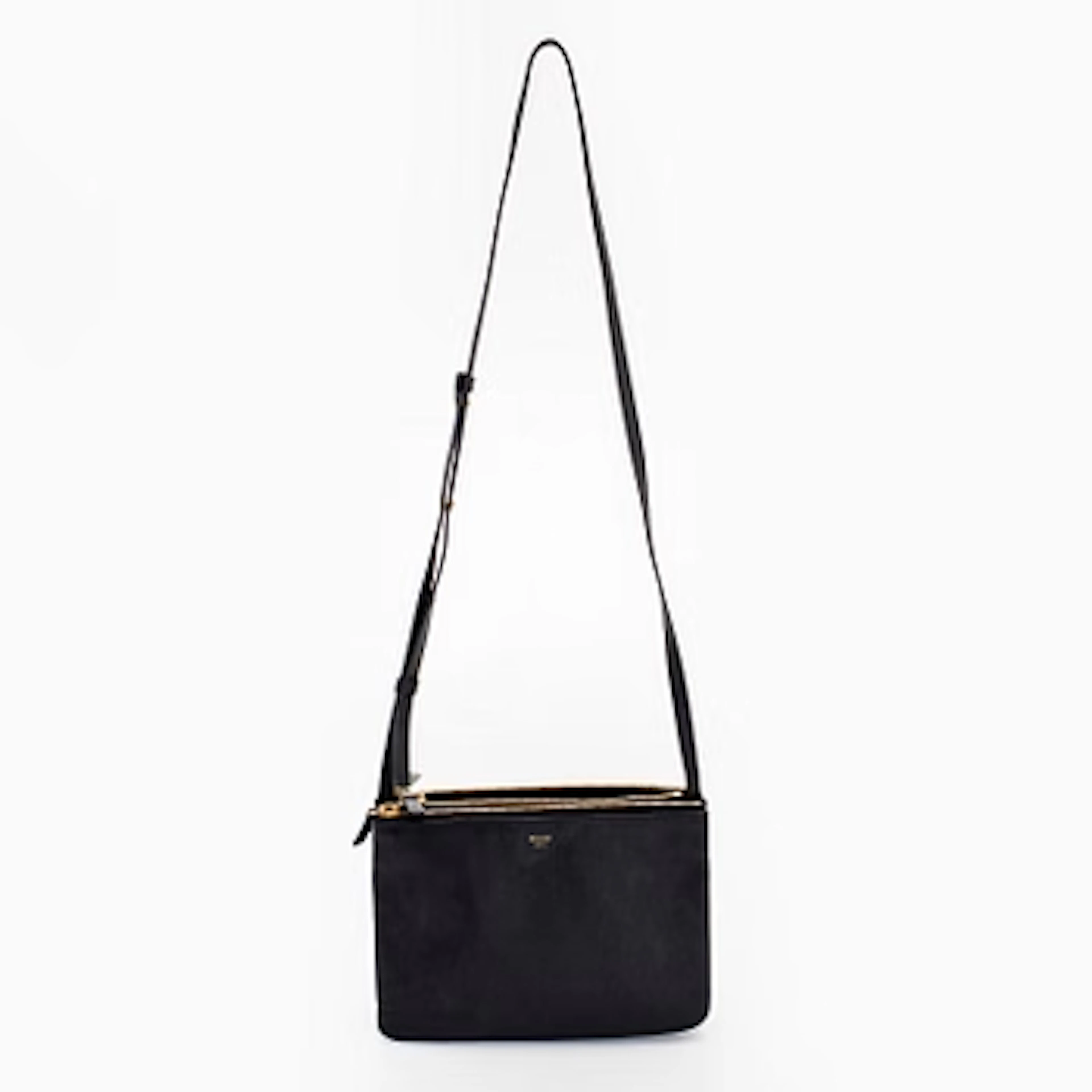 Céline, a black leather 'Trio Small' bag.