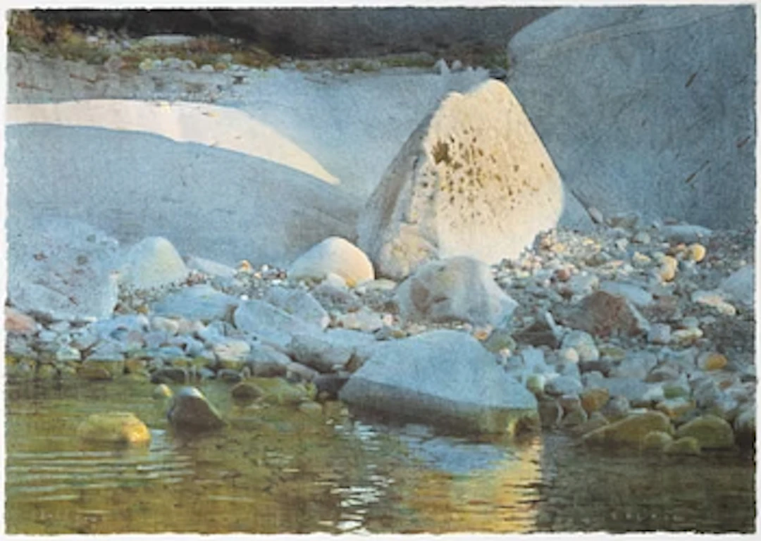 Stanislaw Zoladz, Sunlit rocky beach.