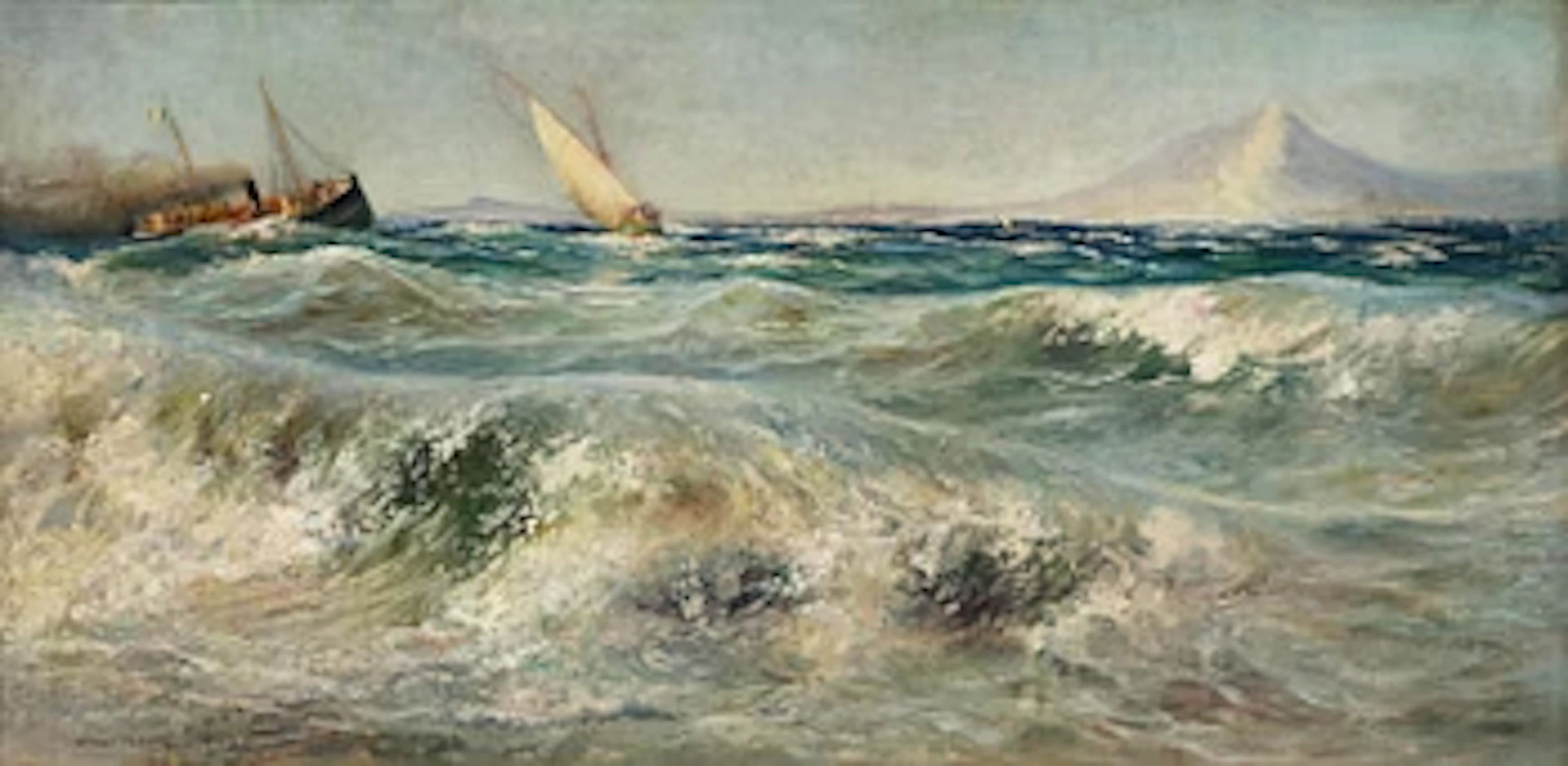 Anshelm Schultzberg, View of the Bay of Naples with Vesuvius in the background.