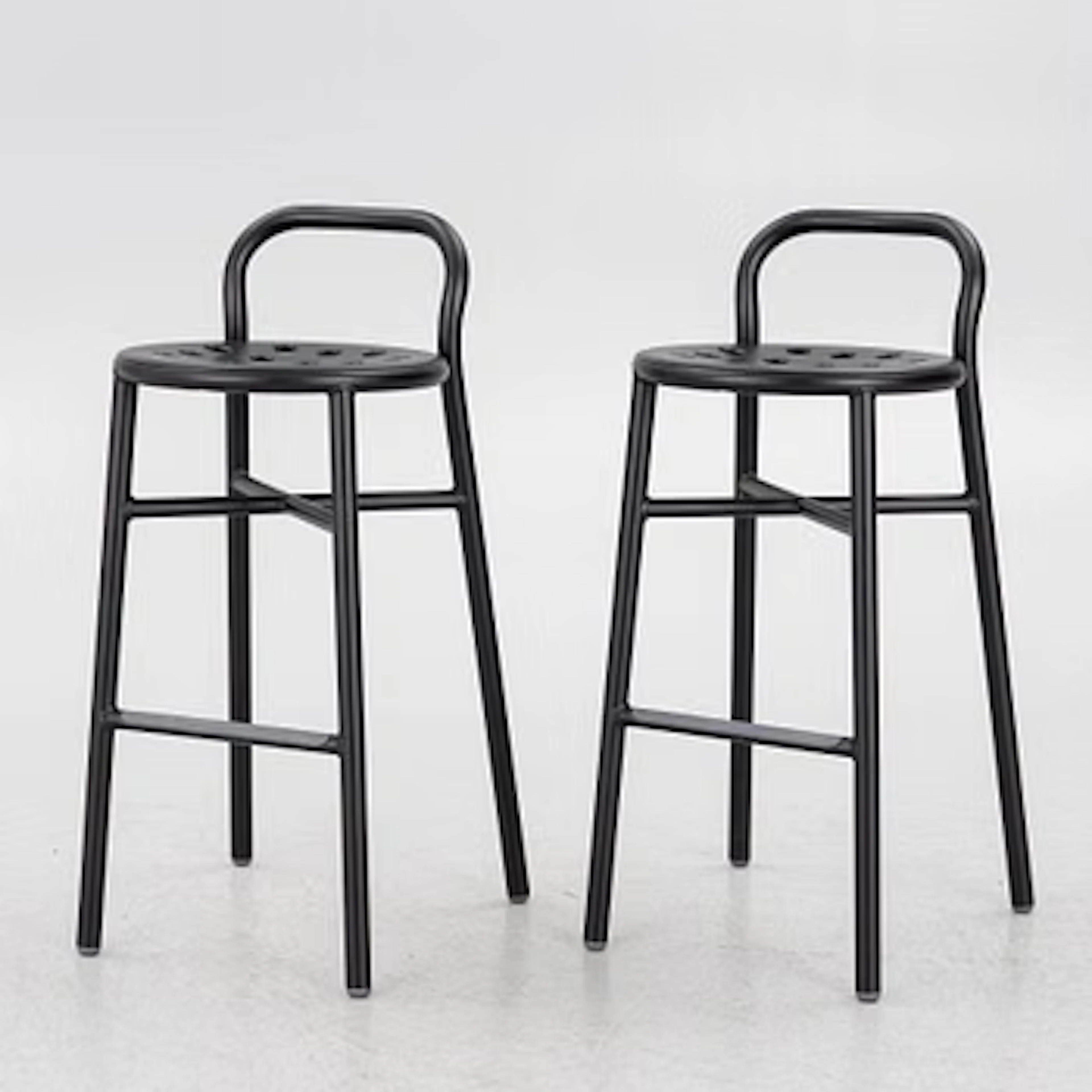 Jasper Morrison, Bar stools, a pair, “Pipe”, Magis, Italy, contemporary.