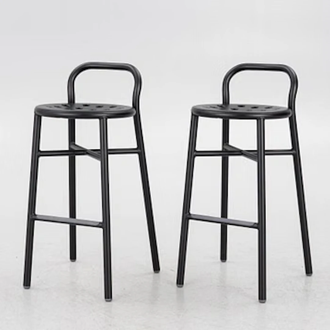 Jasper Morrison, Bar stools, a pair, “Pipe”, Magis, Italy, contemporary.