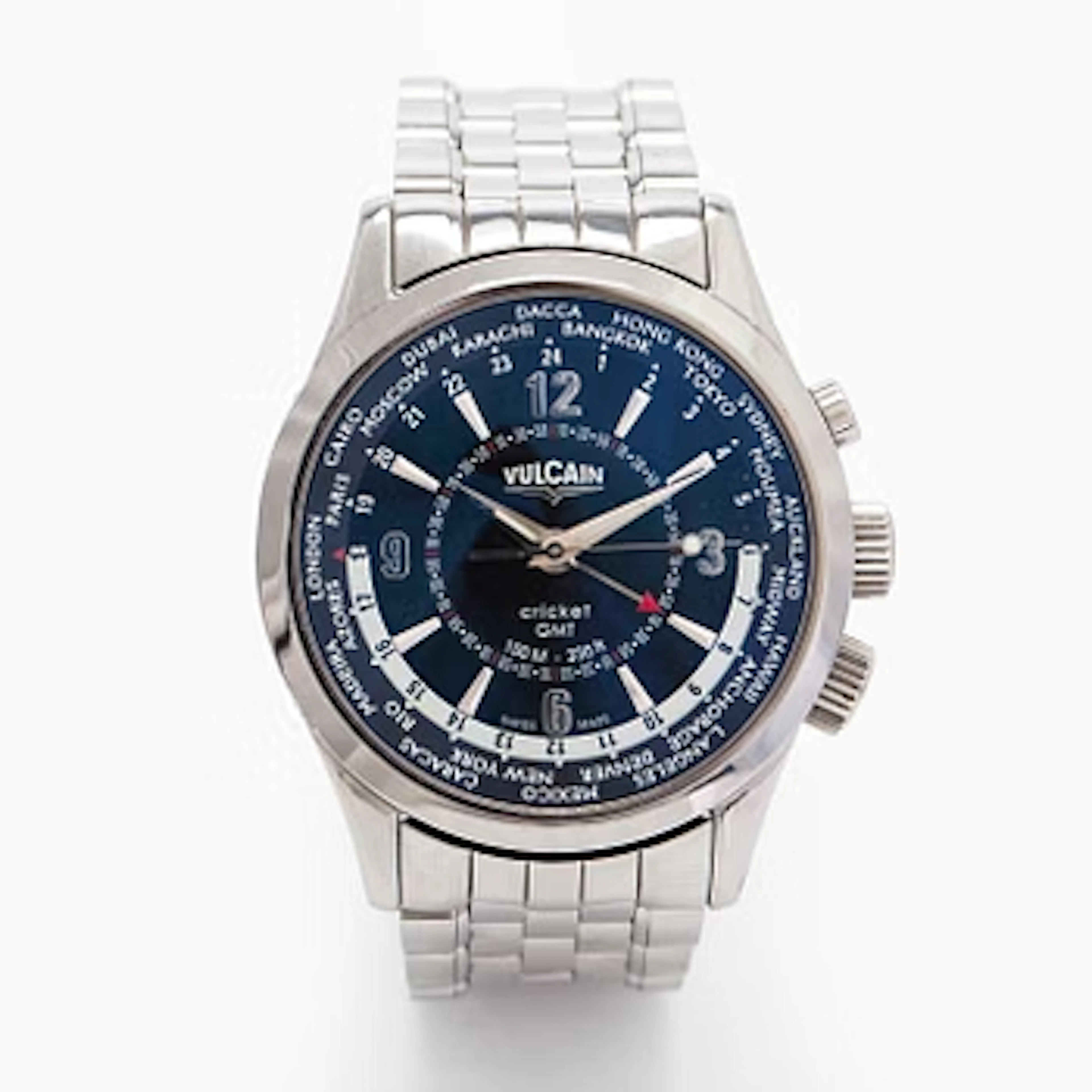 Vulcain, Cricket GMT, 42 mm, wristwatch, steel, automatic.