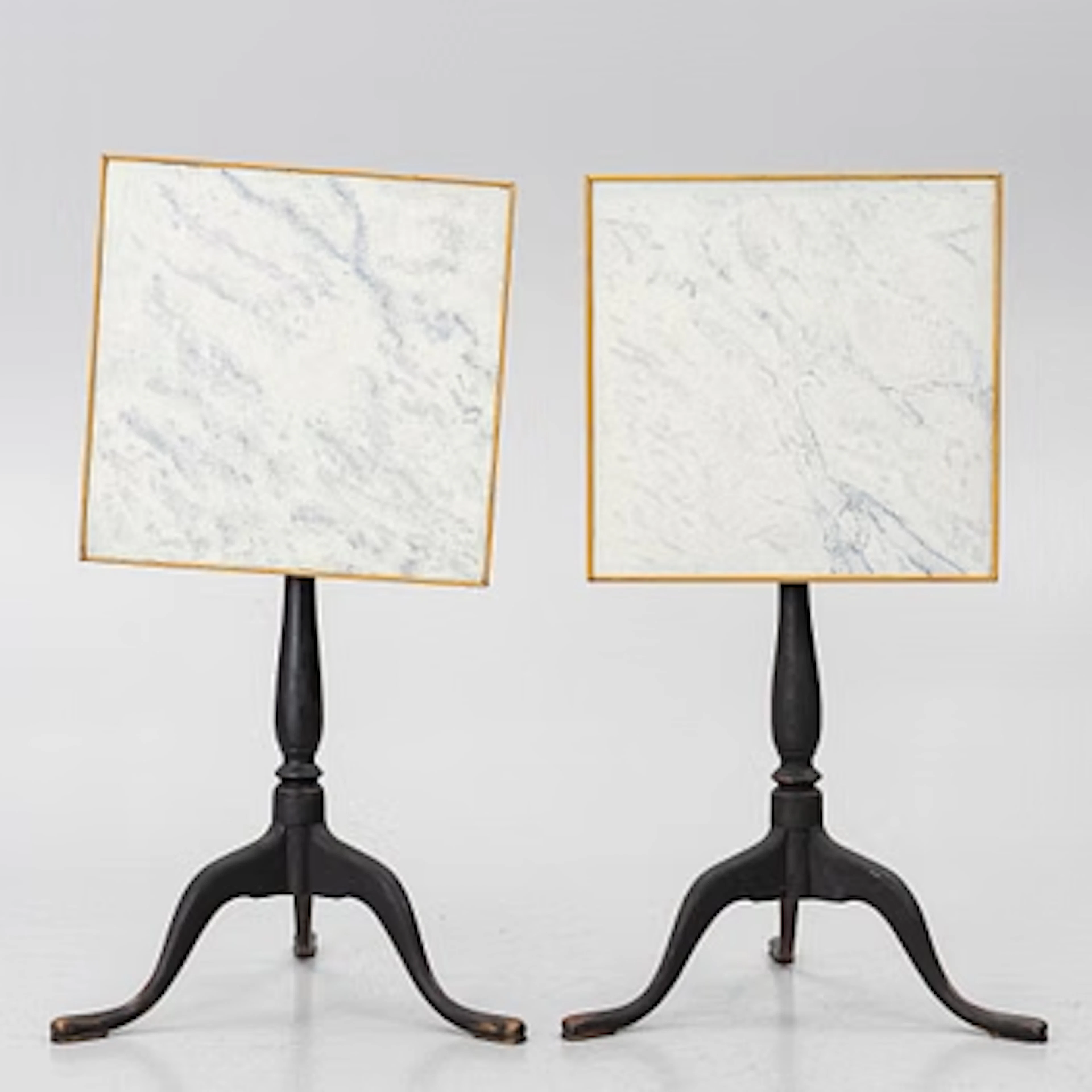 A pair of tilt top tables, Sweden, circa 1800, Late Gustavian.