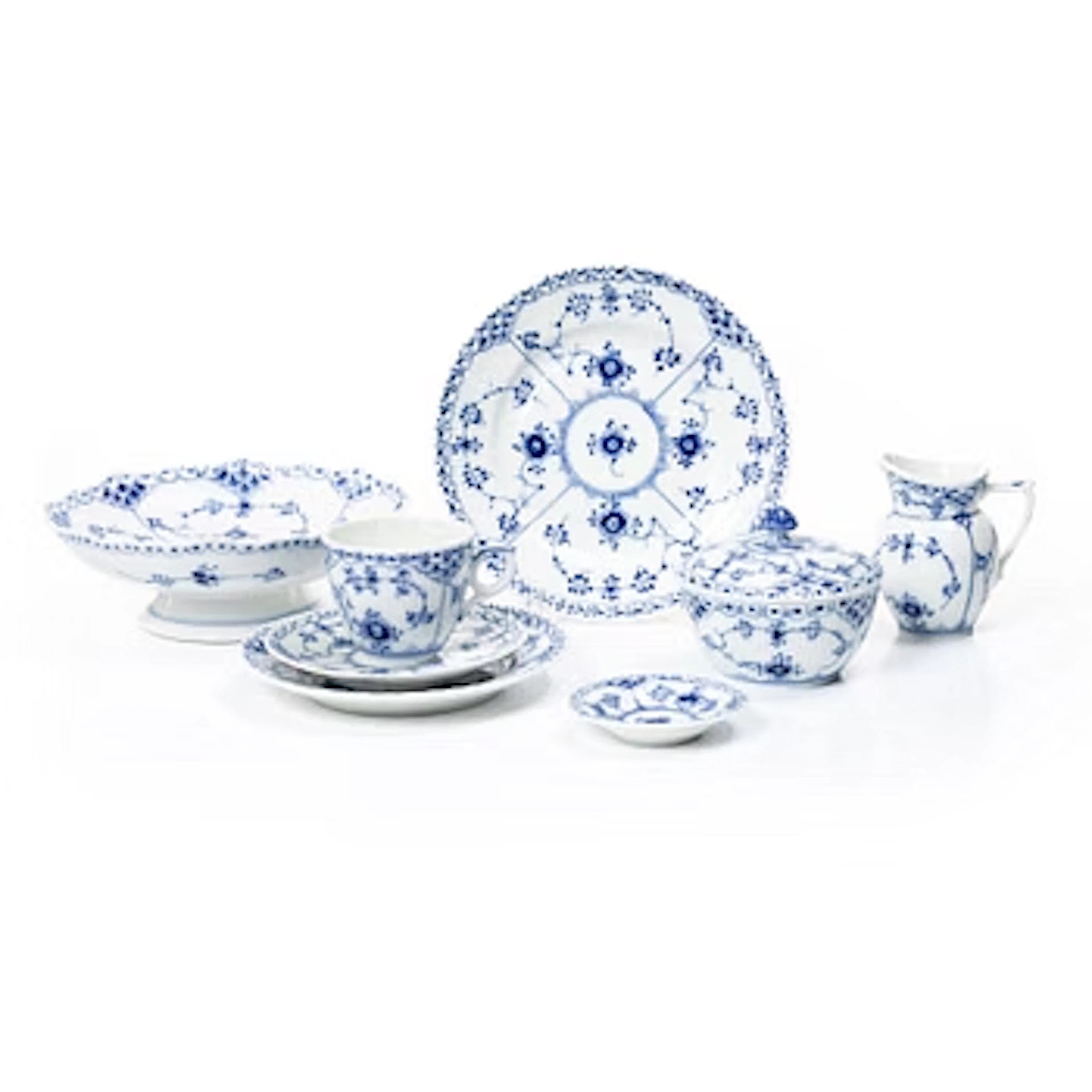 Royal Copenhagen, a 32-piece 'Blue Fluted Half Lace' coffee service, Denmark.