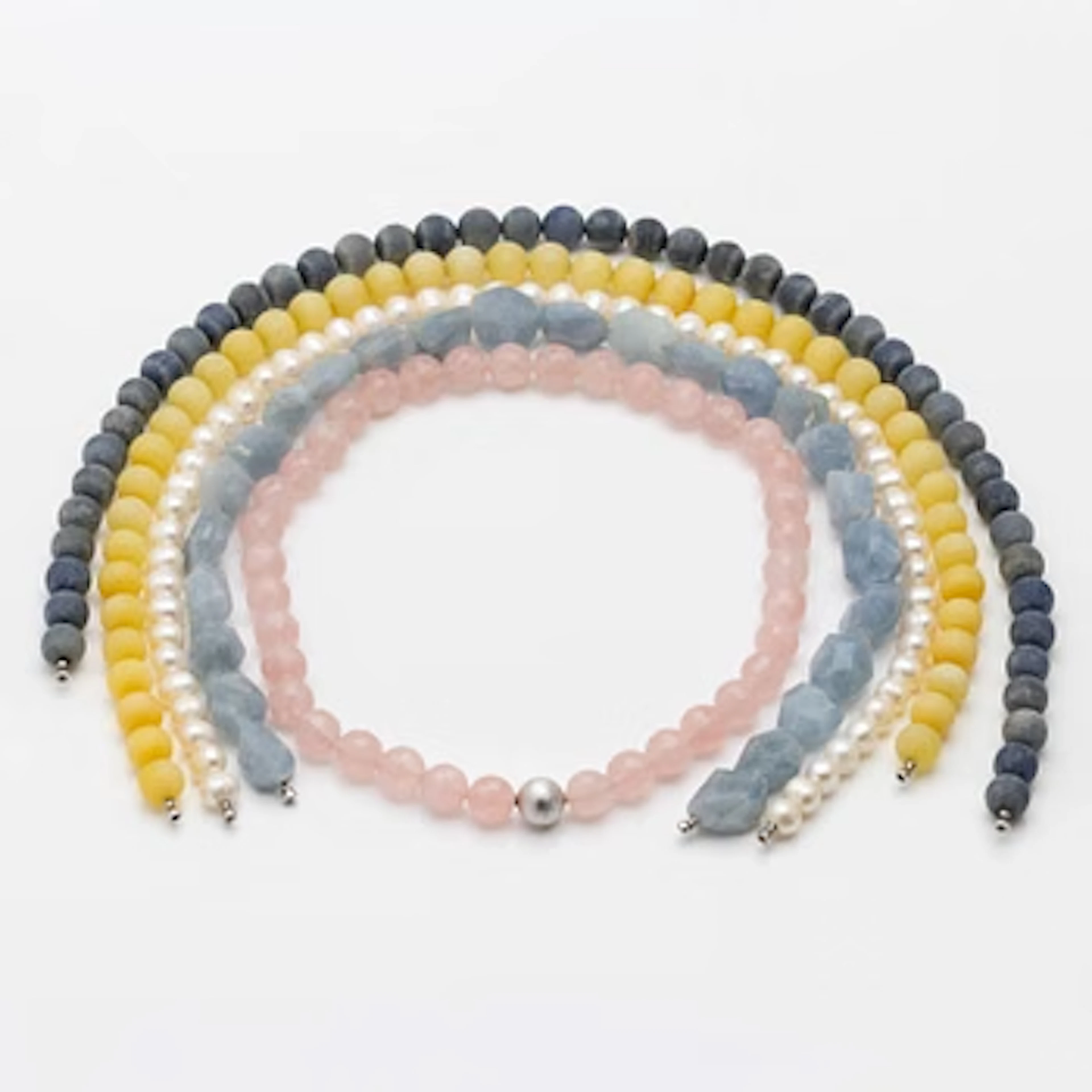 Ole Lynggaard, 18K gold clasp, with four studded chain necklaces and