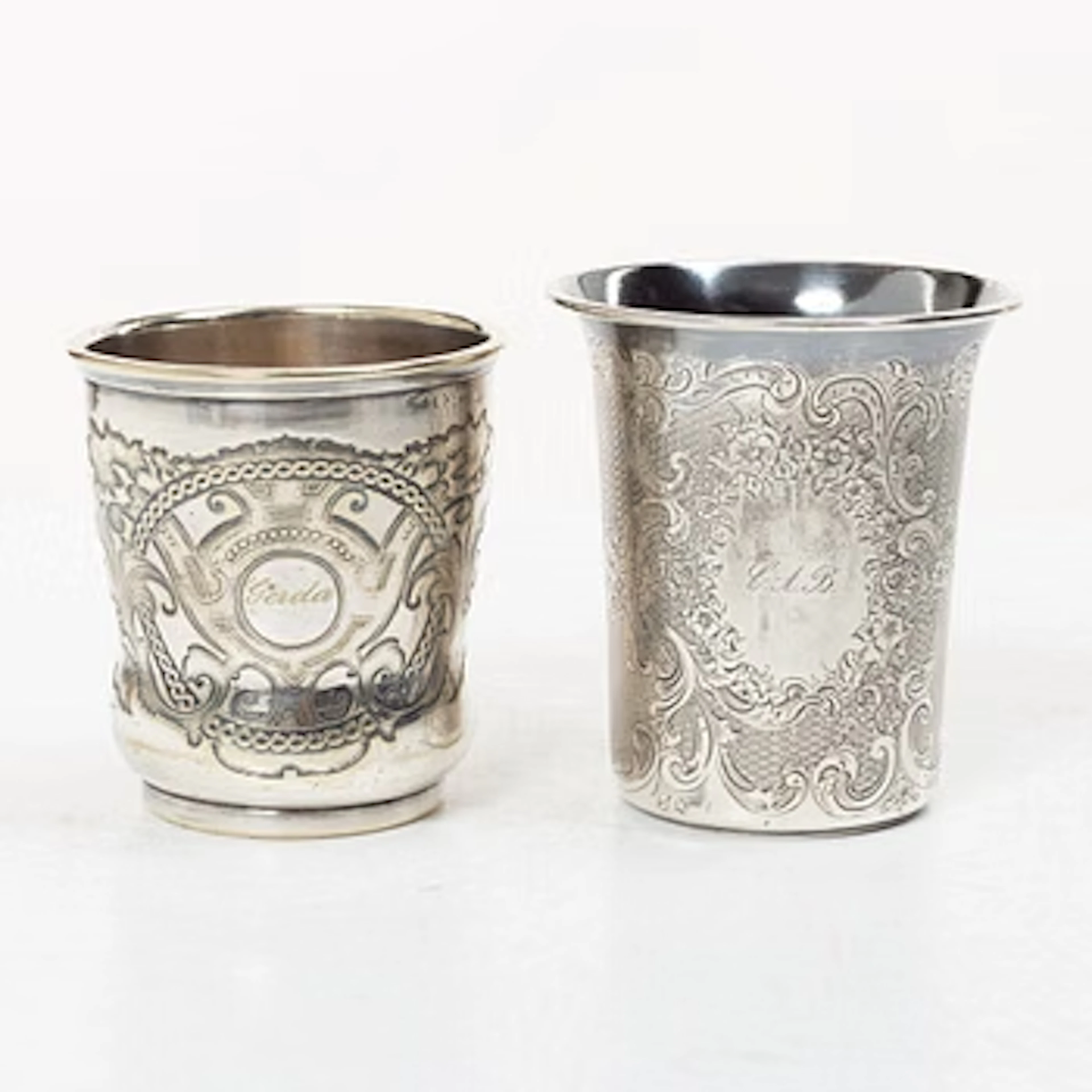 Two beakers, 2 pieces, silver, Stockholm, second half of the 19th century.