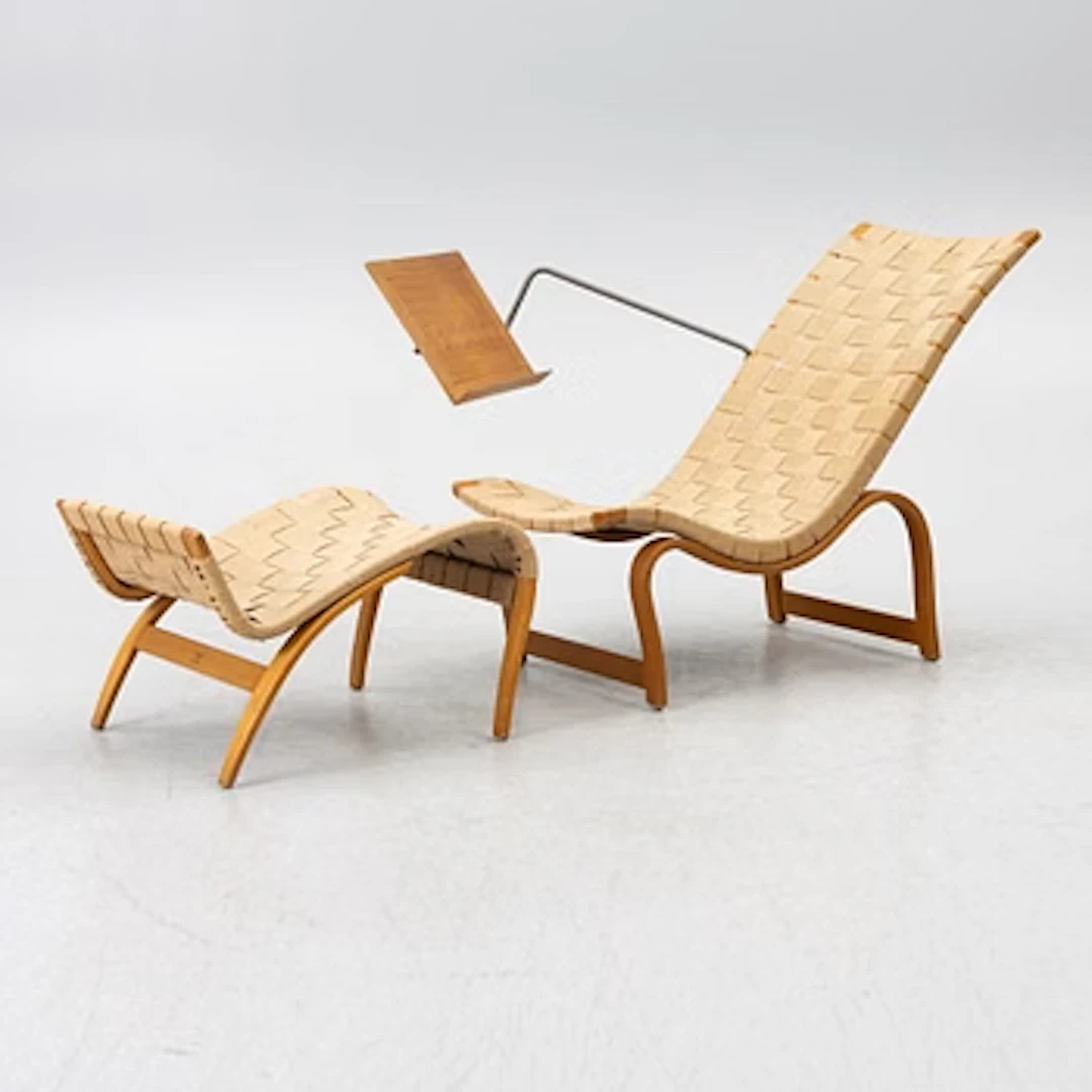 Bruno Mathsson, Chair, "Vilstol mod. 36", with reading table, and