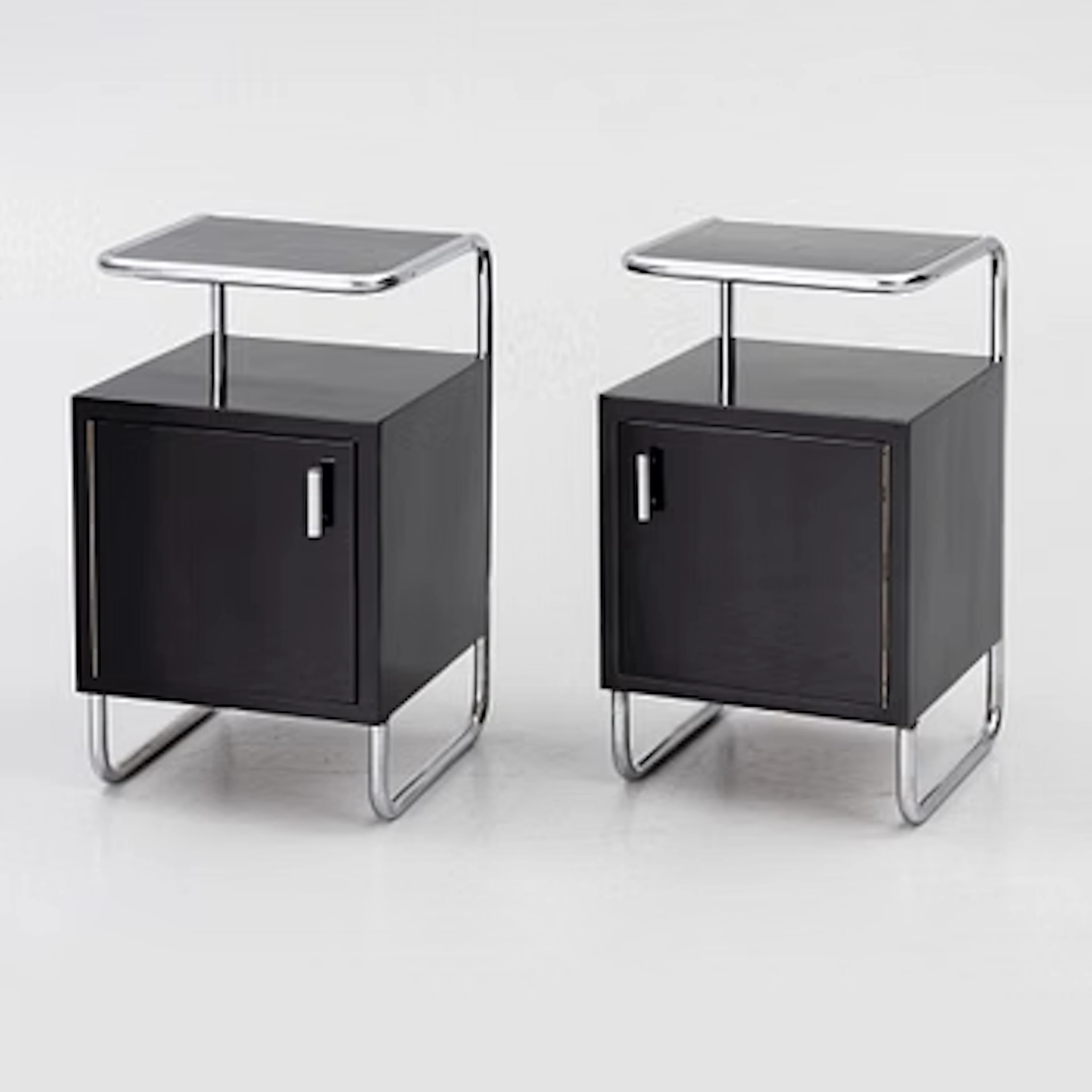 Bedside tables, a pair, Functionalist, 1930s.