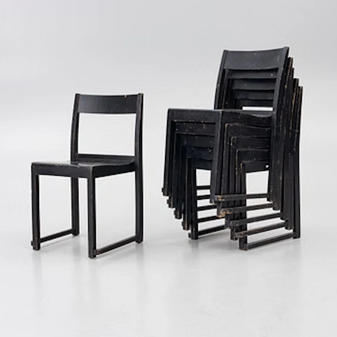 Sven Markelius, ‘Orkesterstolen’, 6 chairs, mid-20th century.