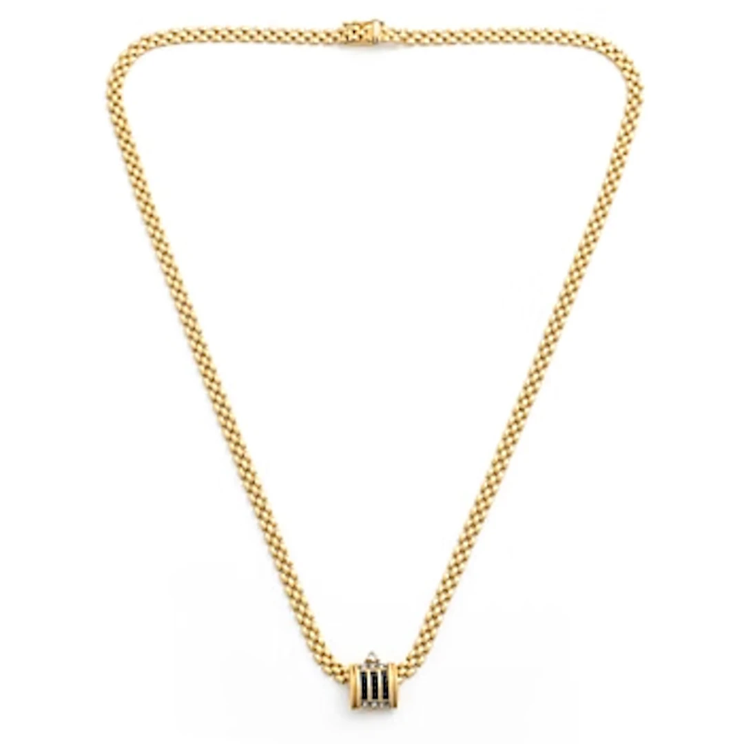 18K gold necklace with a detachable pendant in 18K gold, set with
