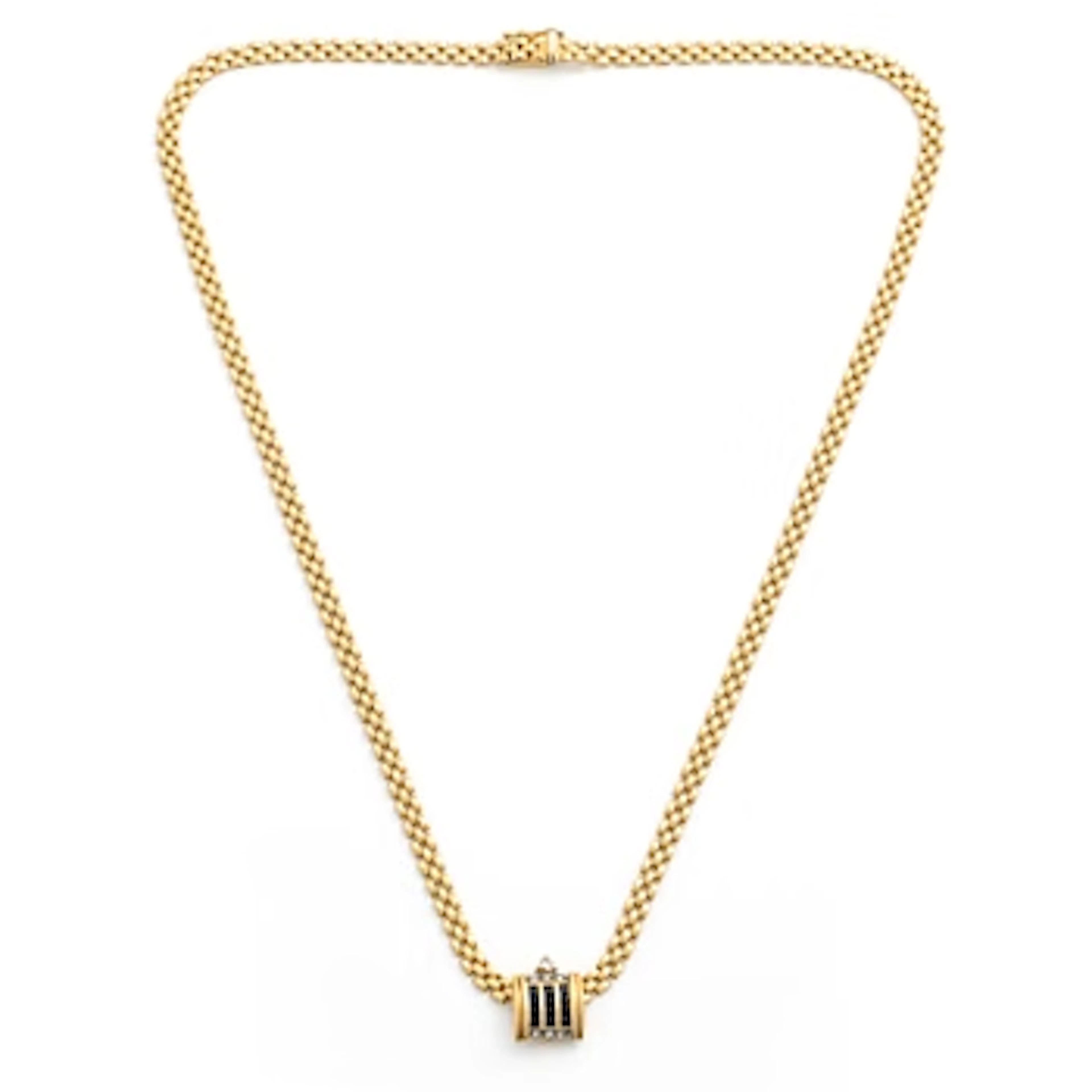 18K gold necklace with a detachable pendant in 18K gold, set with