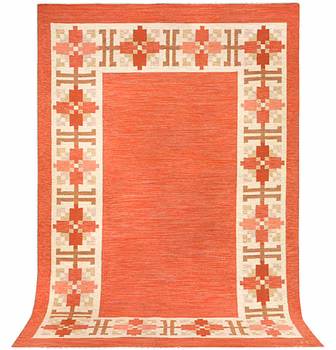 Fredrik Fider, a 'Klostergården' flat weave carpet, signed FF, c. 300 x 200 cm.