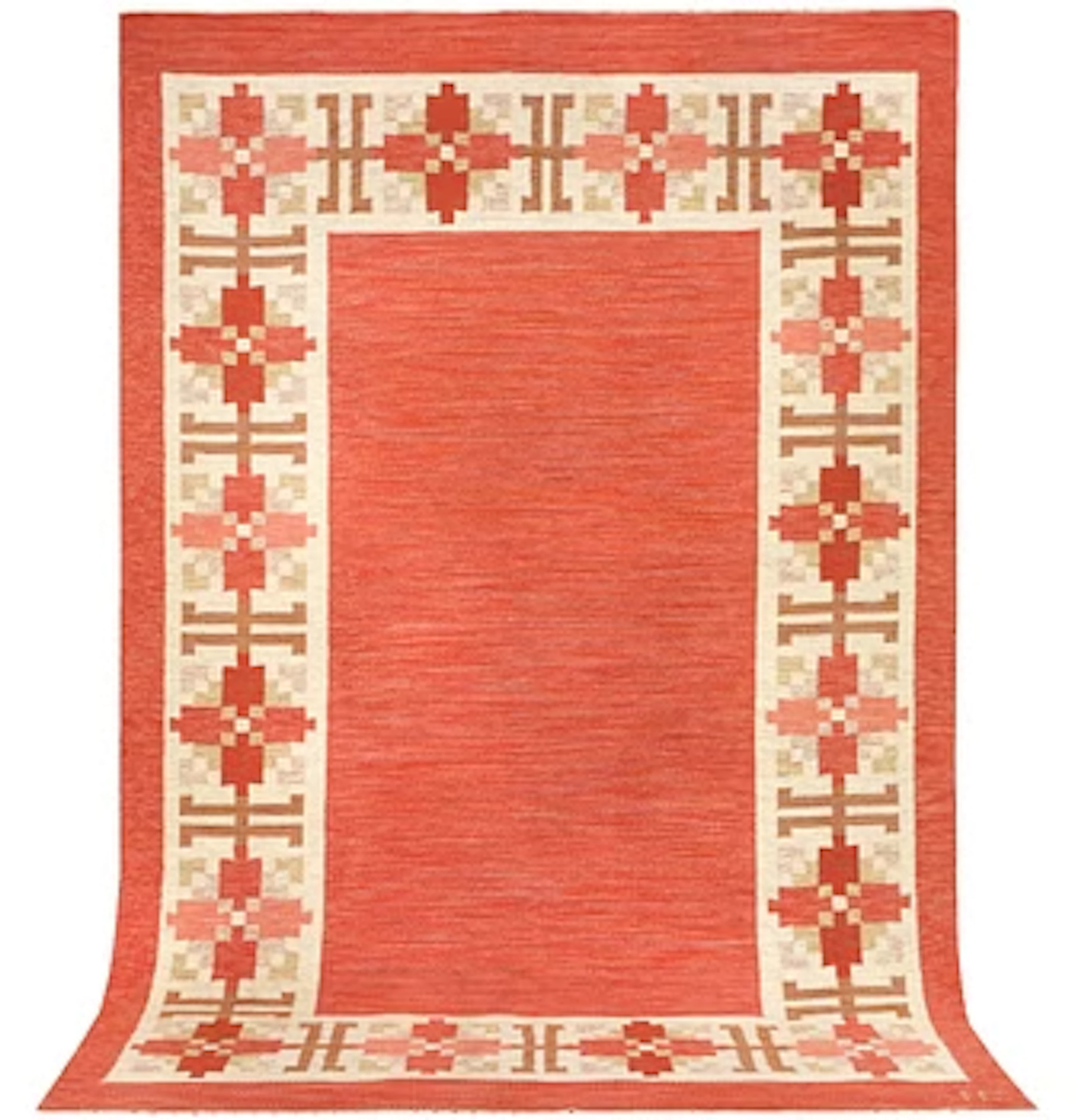 Fredrik Fider, a 'Klostergården' flat weave carpet, signed FF, c. 300 x 200 cm.