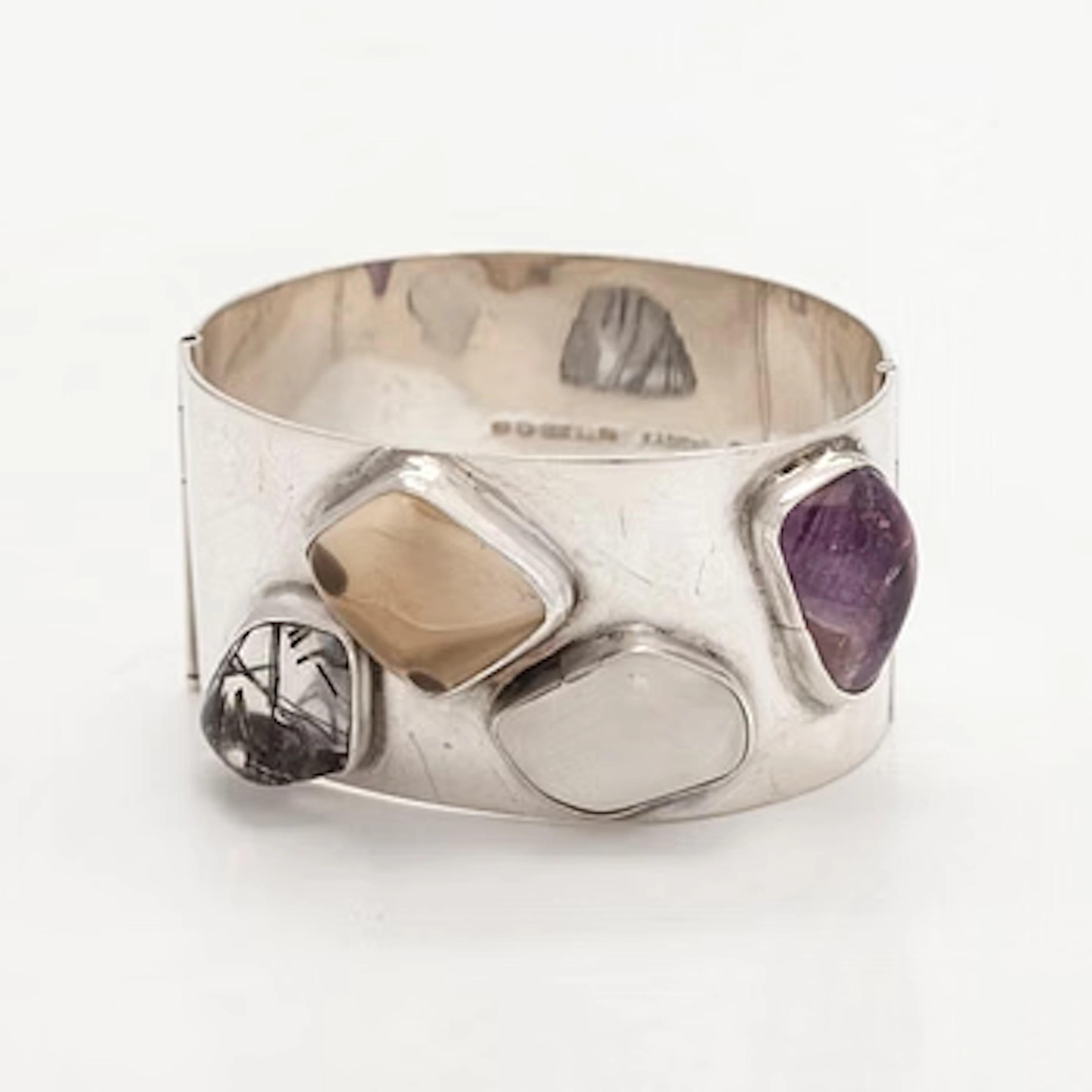 Helge Narsakka, bracelet, rutile quartz, amethyst, smoky quartz, quartz