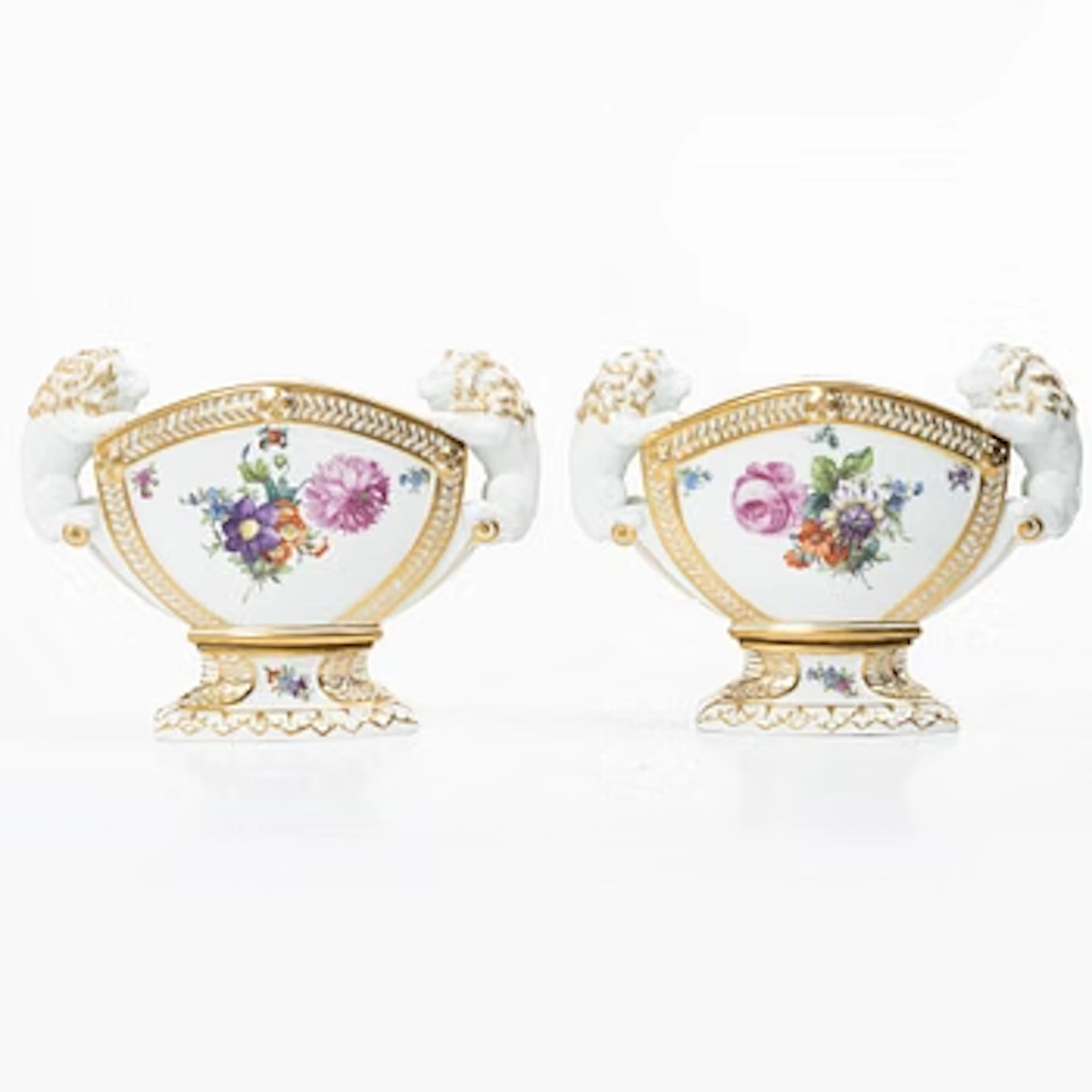 Royal Copenhagen, tulip vases, a pair, “Sachsisk Blomst”, 1870–1890, Denmark.