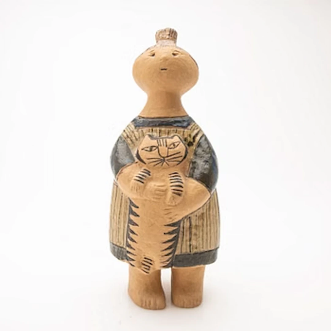 Lisa Larson, “Stina with Cat”, figurine, Gustavsberg, 1950s/60s.