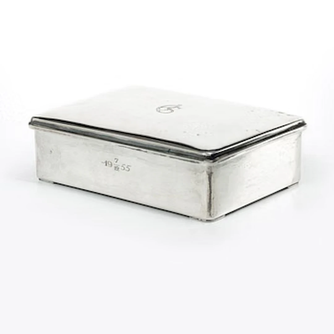 C.G. Hallberg, Silver tobacco box, Stockholm 1954.