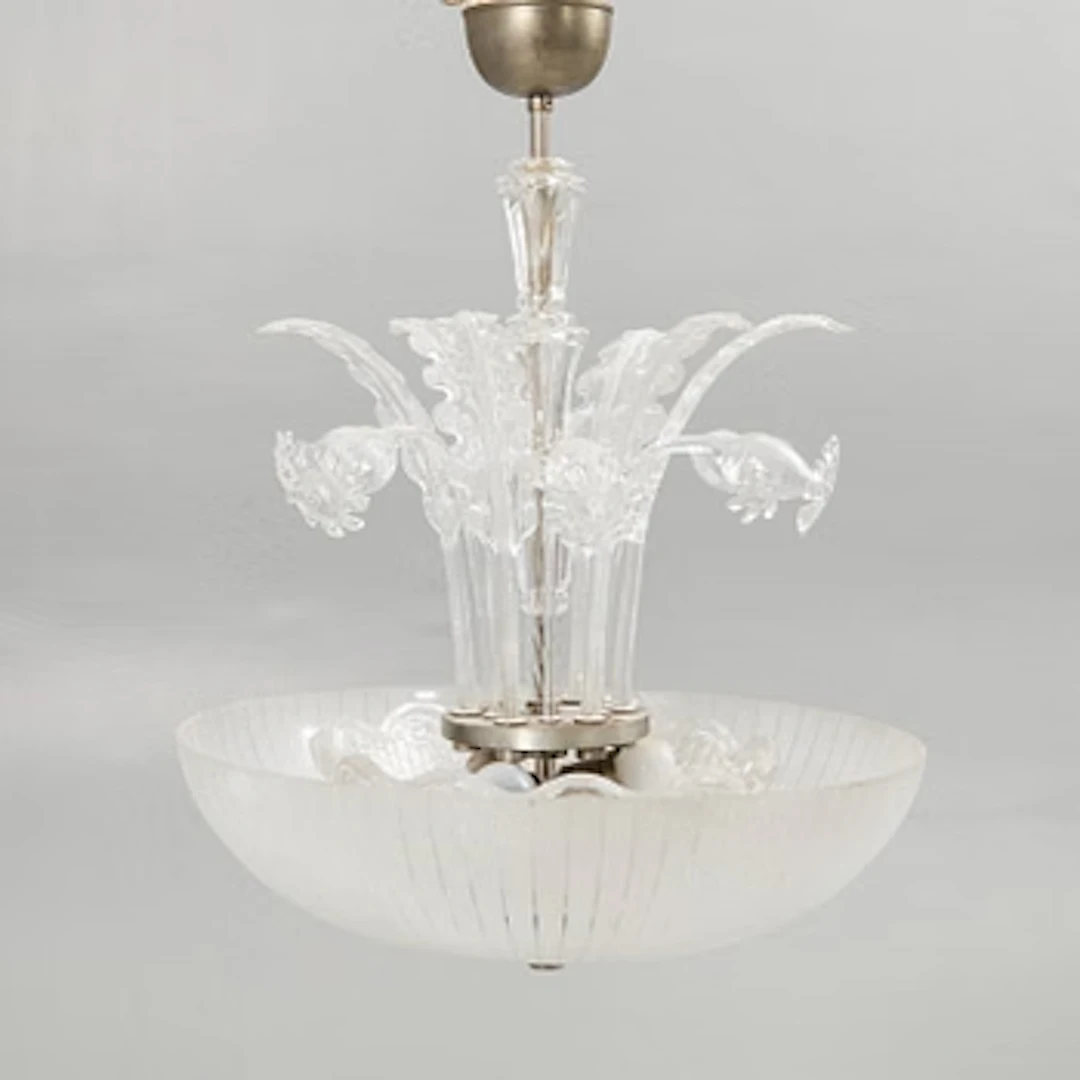 Fritz Kurz, Attributed, ceiling lamp, Orrefors, mid-20th century.
