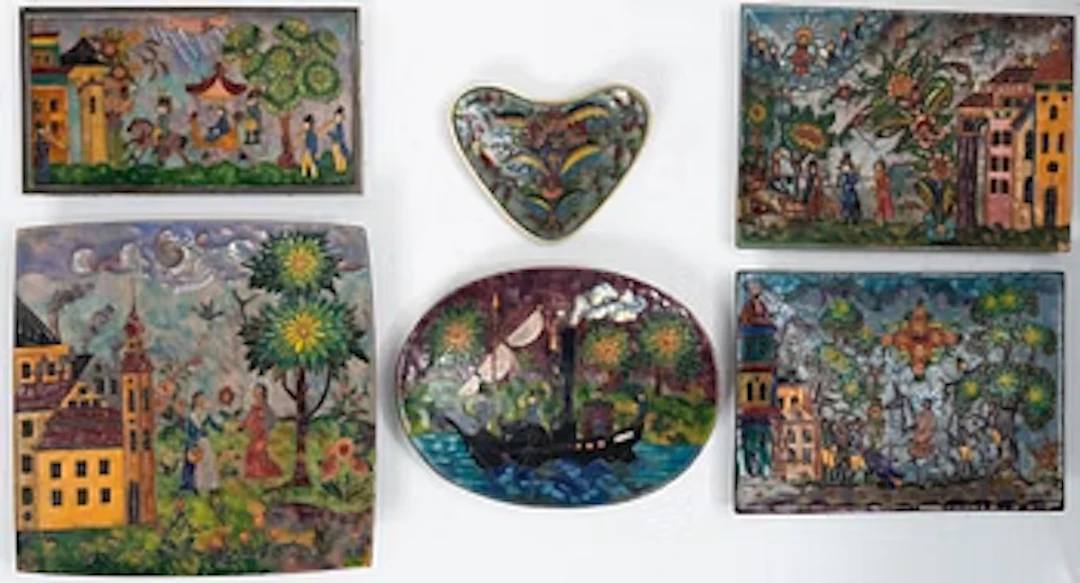 Enamel works by Juliane Pfeiffer, 6 pcs.