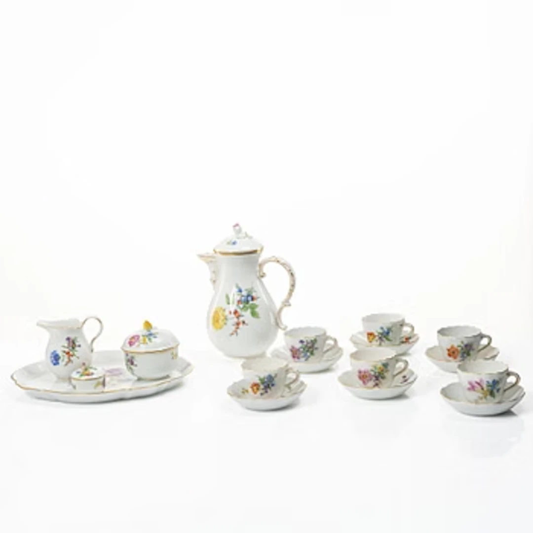 Meissen, An 11 part "Meissen Floral" (Saxon flower) porcelain coffee