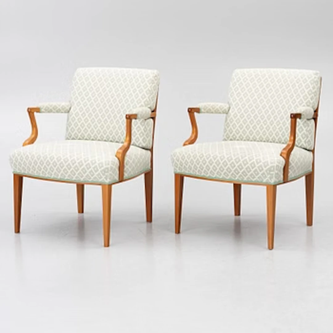 Josef Frank, a pair of model 969 armchairs, Svenskt Tenn.