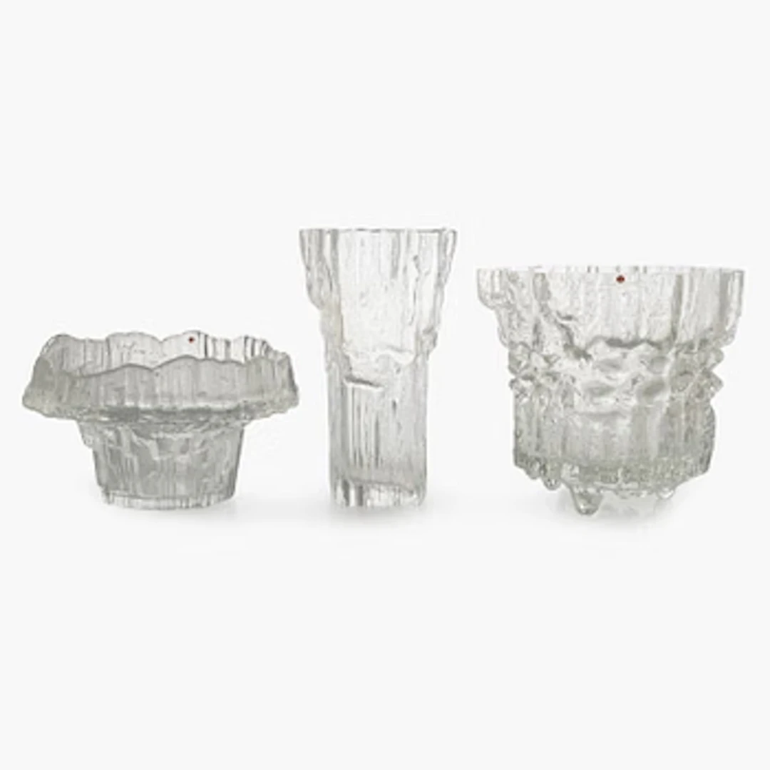 Tapio Wirkkala, a set of three glass vases, Iittala 1960s/70s.
