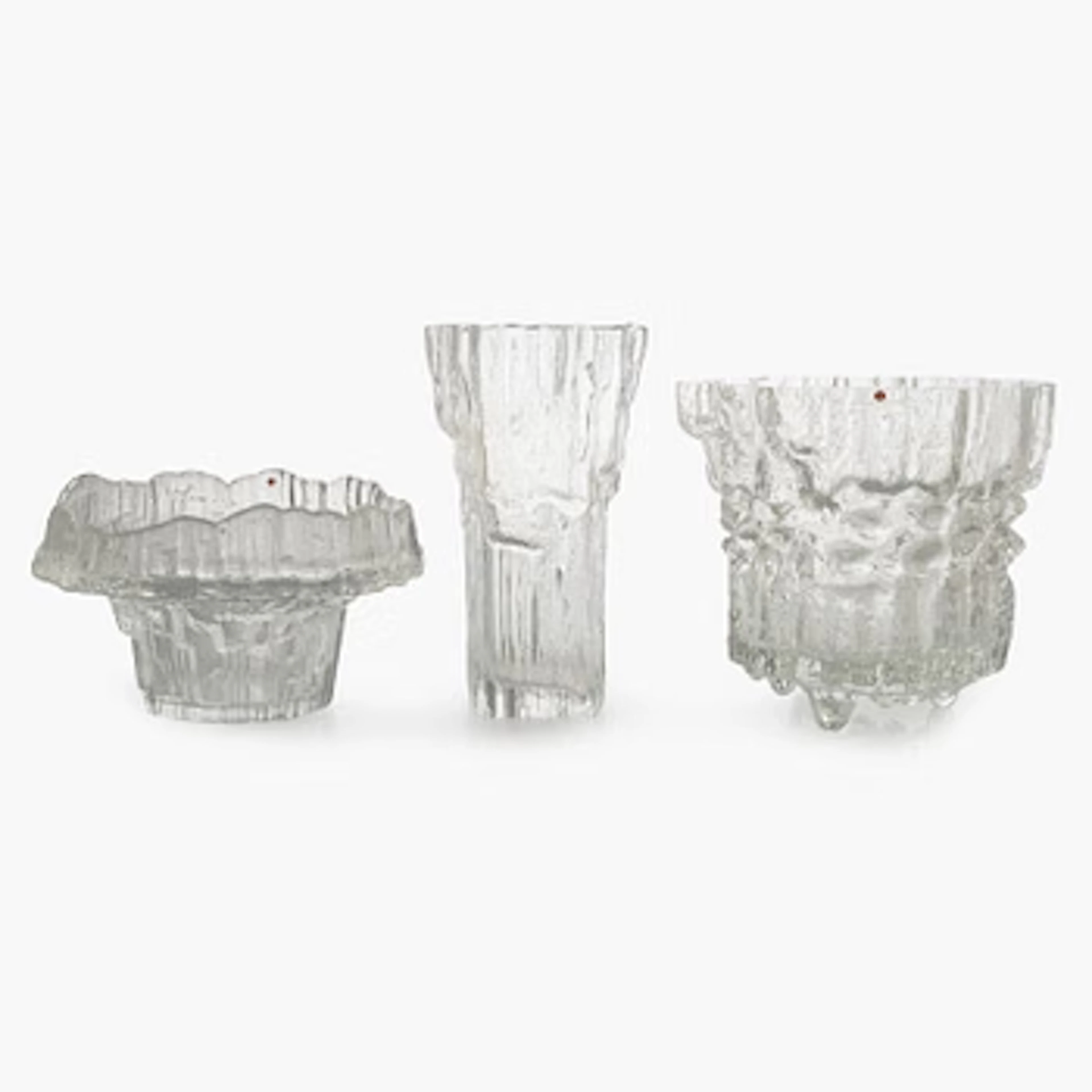 Tapio Wirkkala, a set of three glass vases, Iittala 1960s/70s.