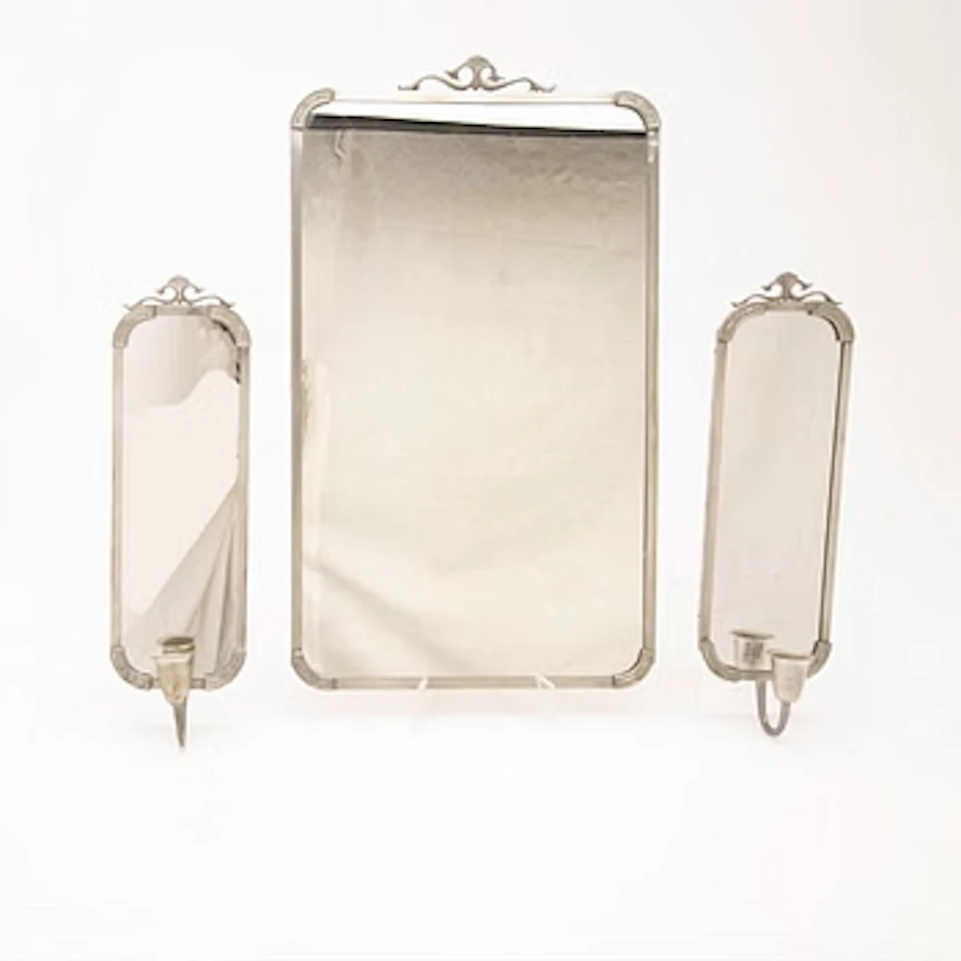 Mirror and a pair of wall lights, first half of the 20th century.