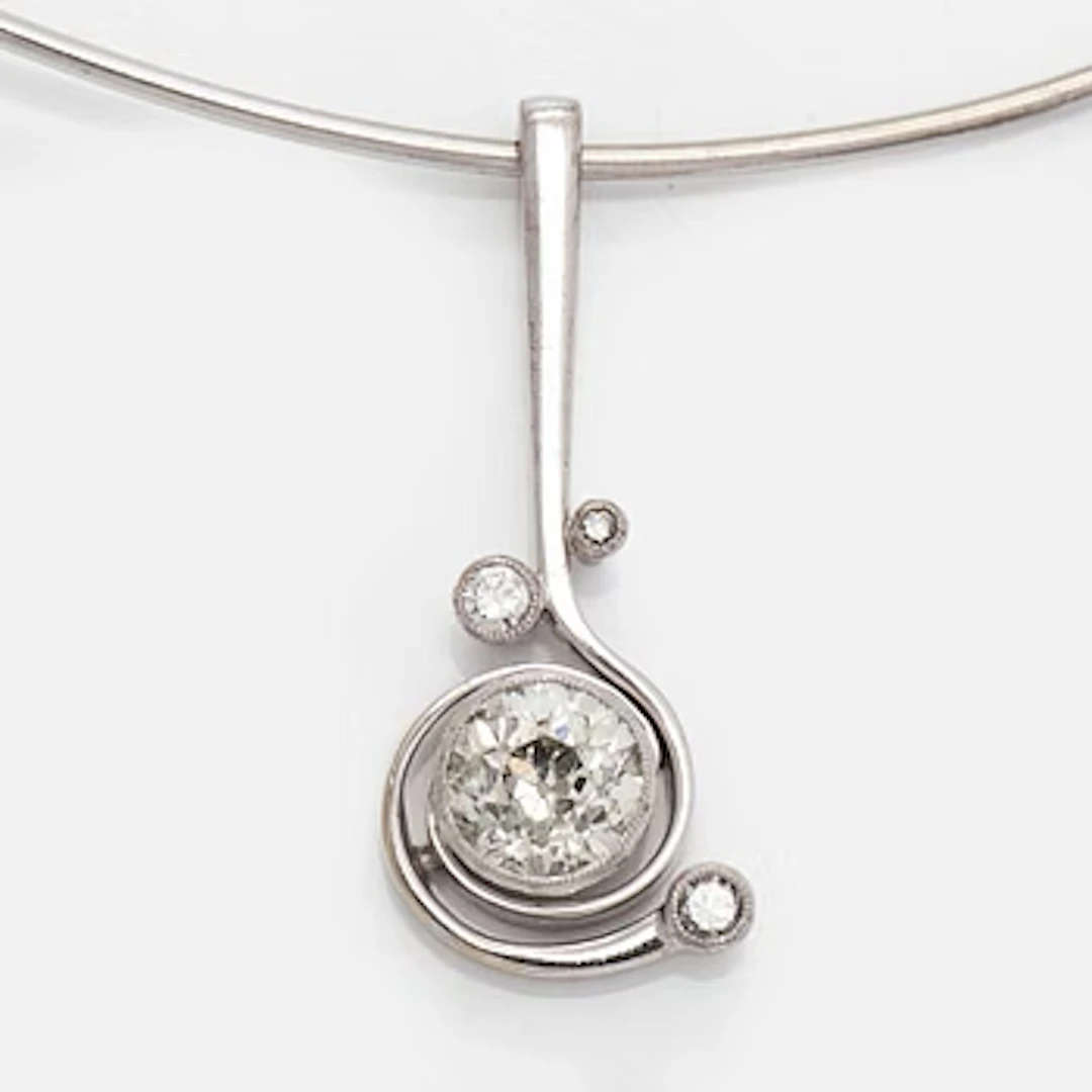 Pendant, old-cut diamond circa 1.40 ct, 18K white gold. A. Tillander