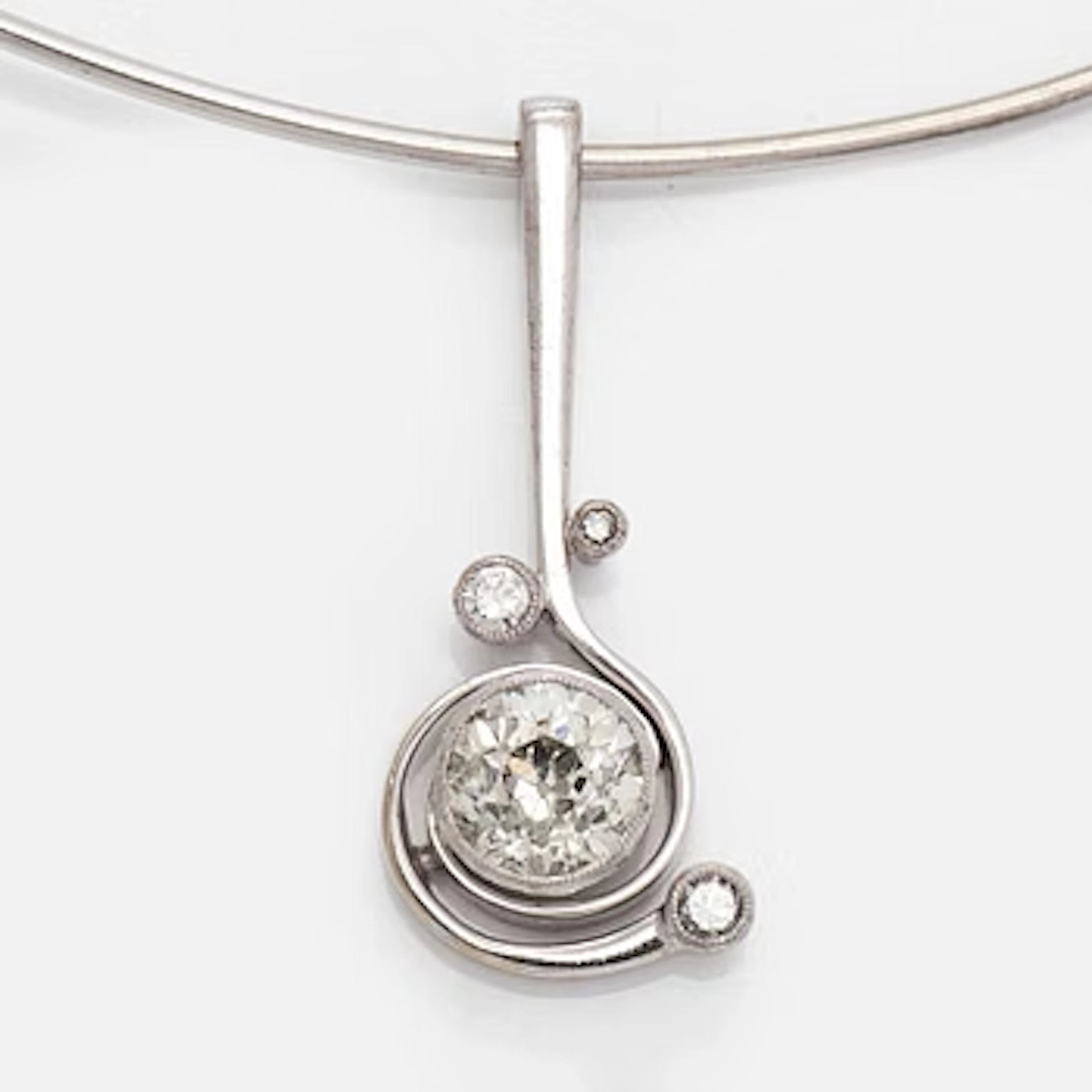 Pendant, old-cut diamond circa 1.40 ct, 18K white gold. A. Tillander