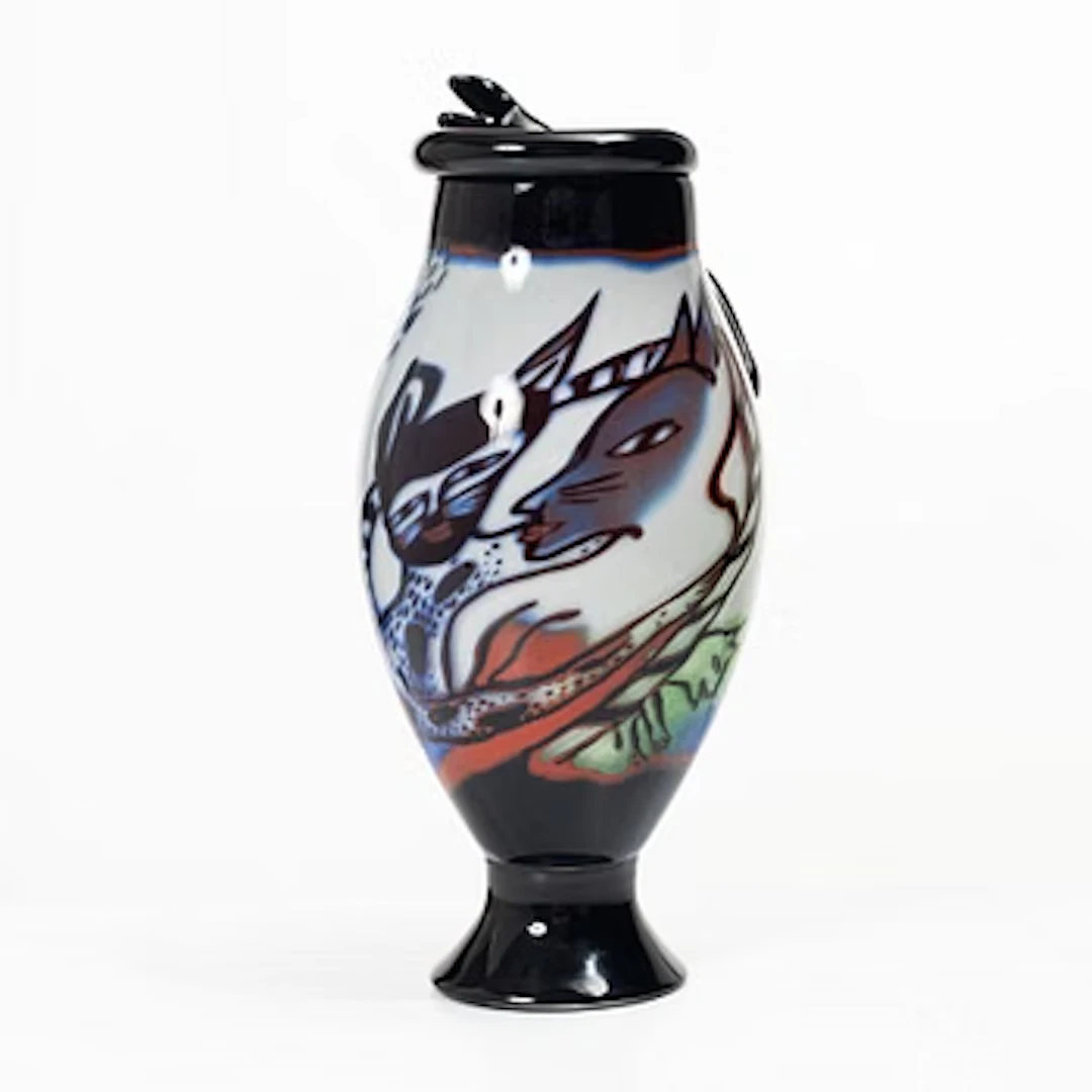 Ulrica Hydman-Vallien, a unique graal glass vase, Kosta Boda.