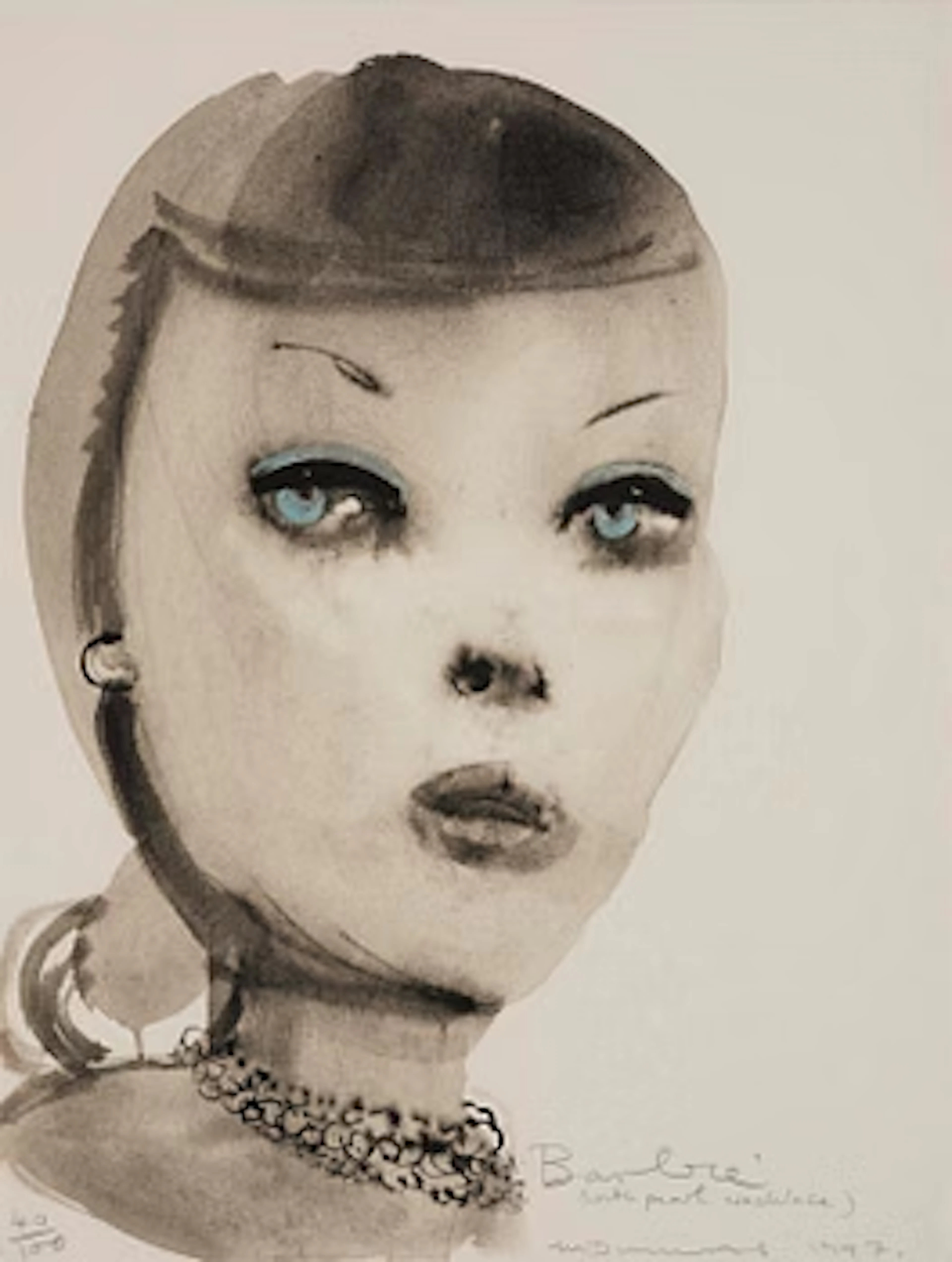 Marlene Dumas, "Barbie (With Pearl Necklace)".