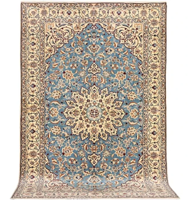 A Nain, part silk carpet, c. 196 x 120 cm.