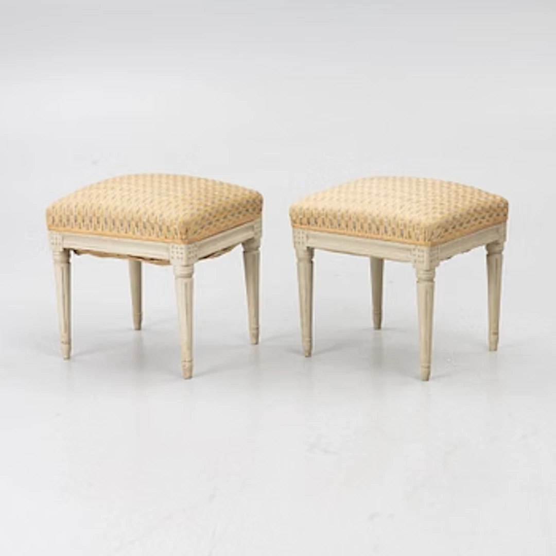 A pair of Gustavian stools, circa 1800.