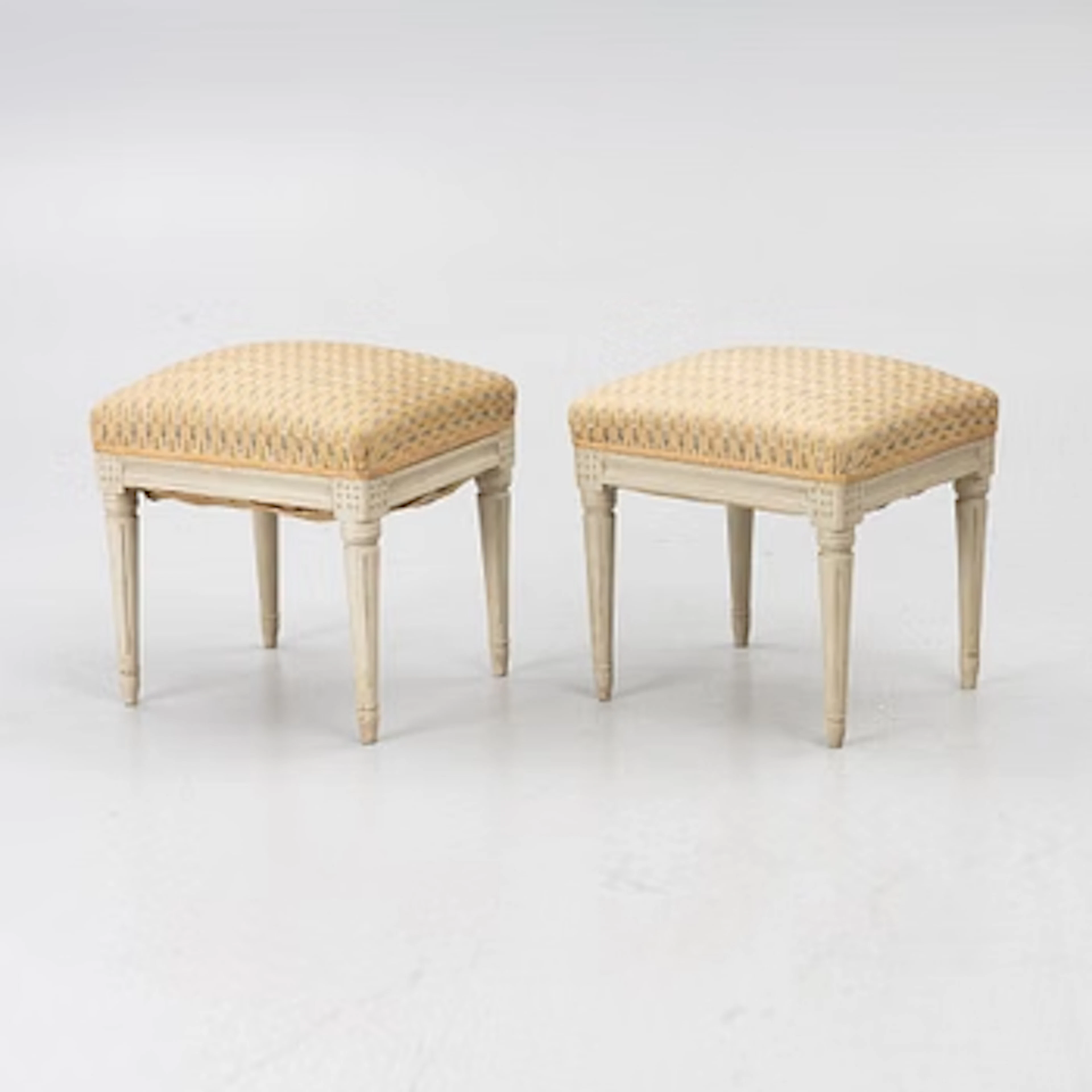 A pair of Gustavian stools, circa 1800.