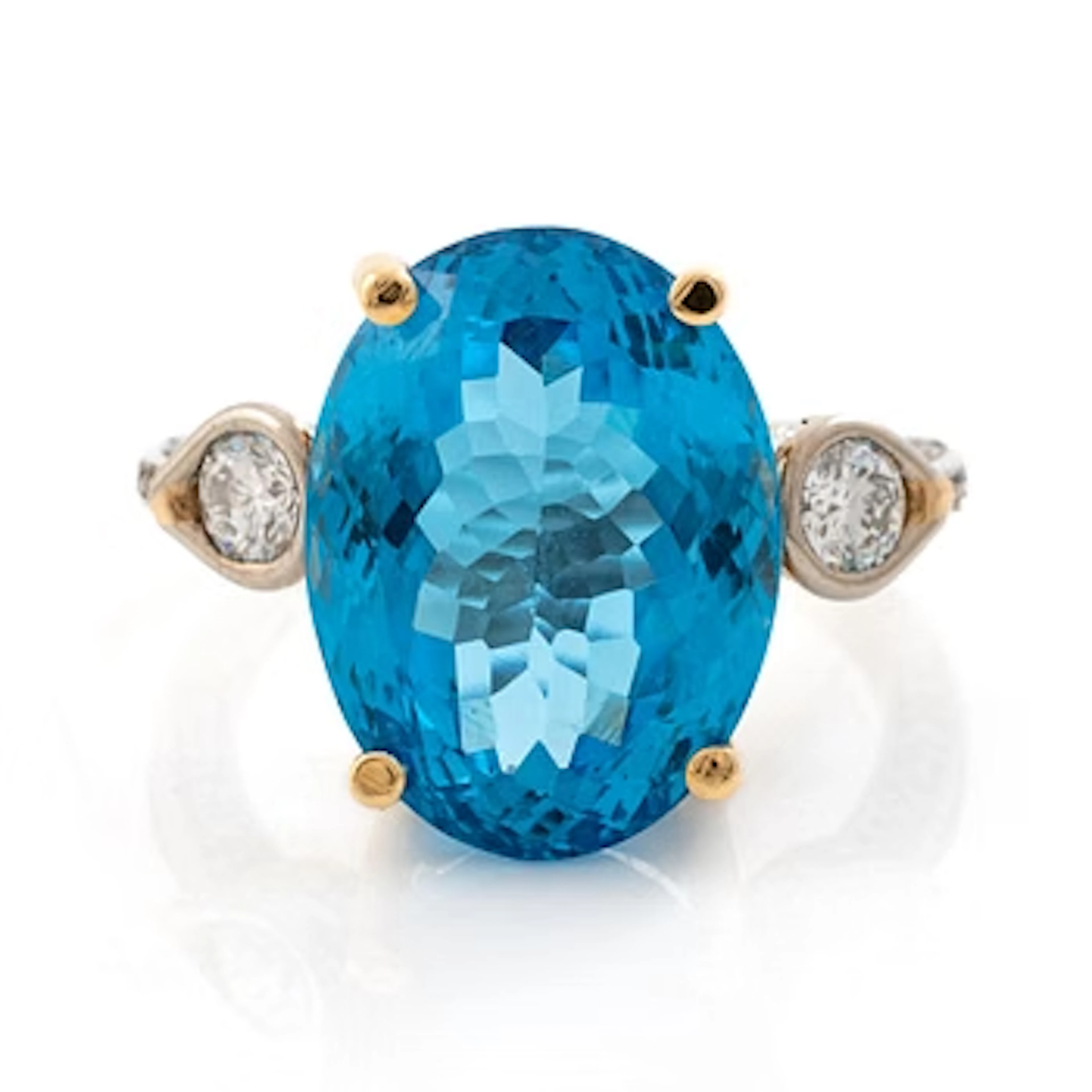 Ring, Mandelstam, 18K gold and white gold with blue topaz and brilliant-cut