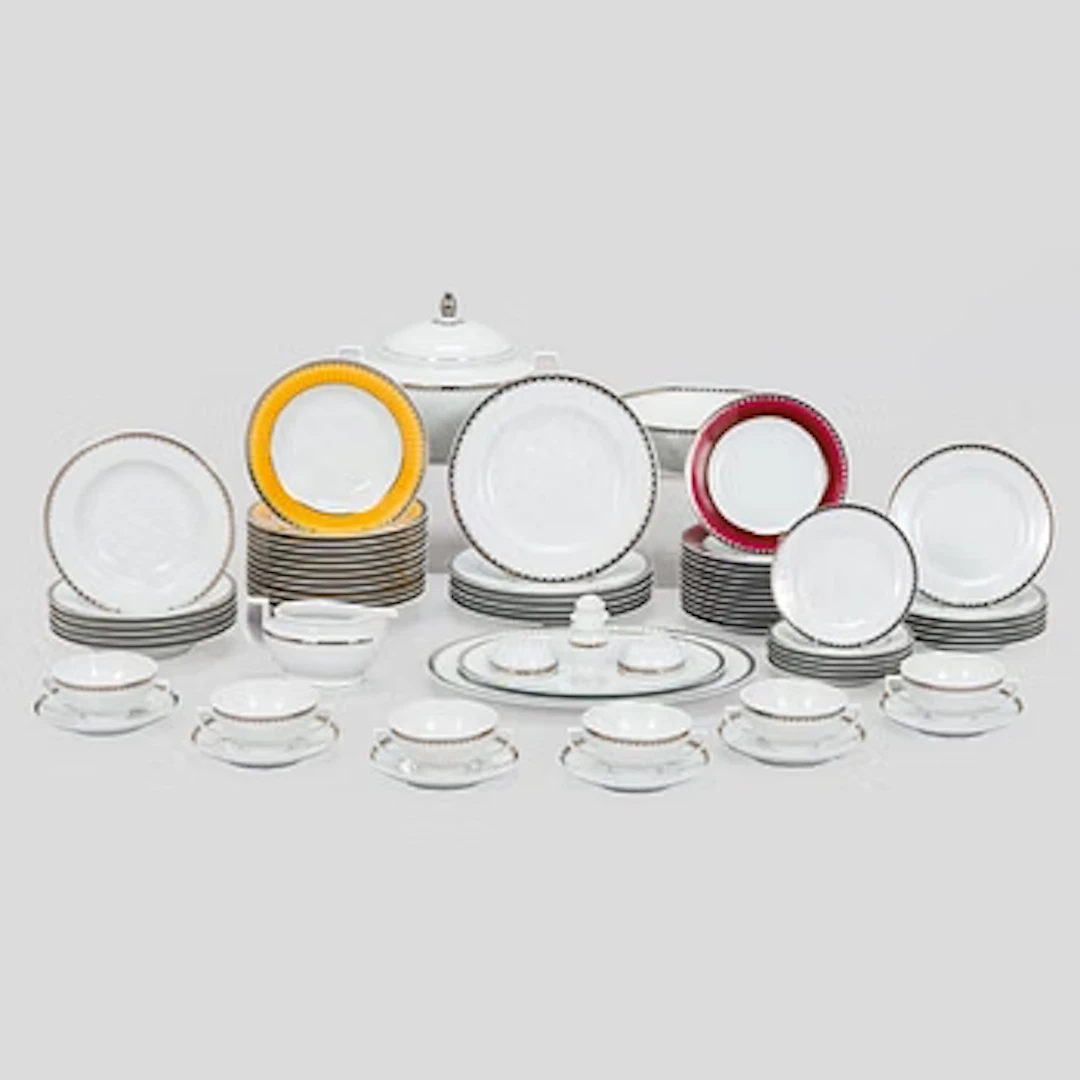 Sigvard Bernadotte, Dinner service, porcelain, 63 pieces, “Marianne”