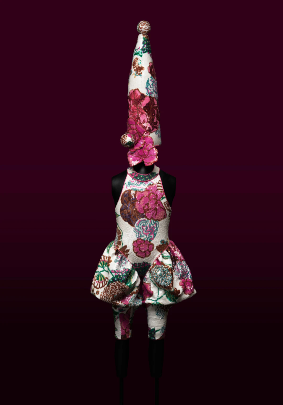Colorful Tropical Flower Totem in White - Rien Bekkers