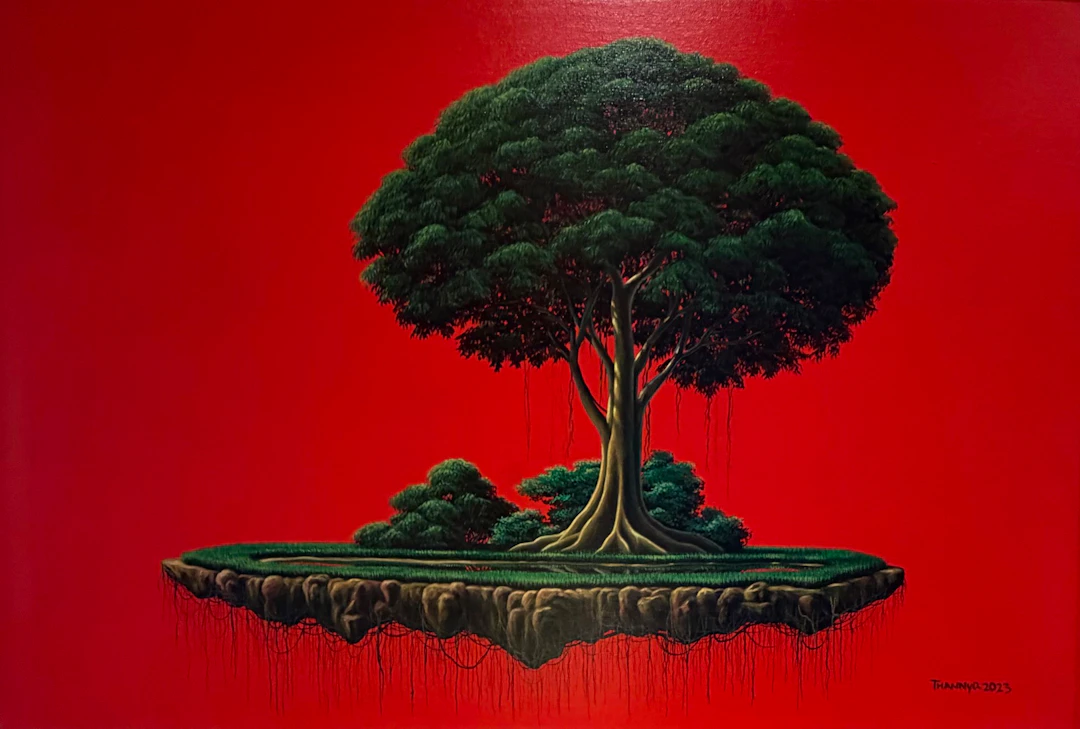 Floating Island with Red Background IV - Thannyo De Freitas