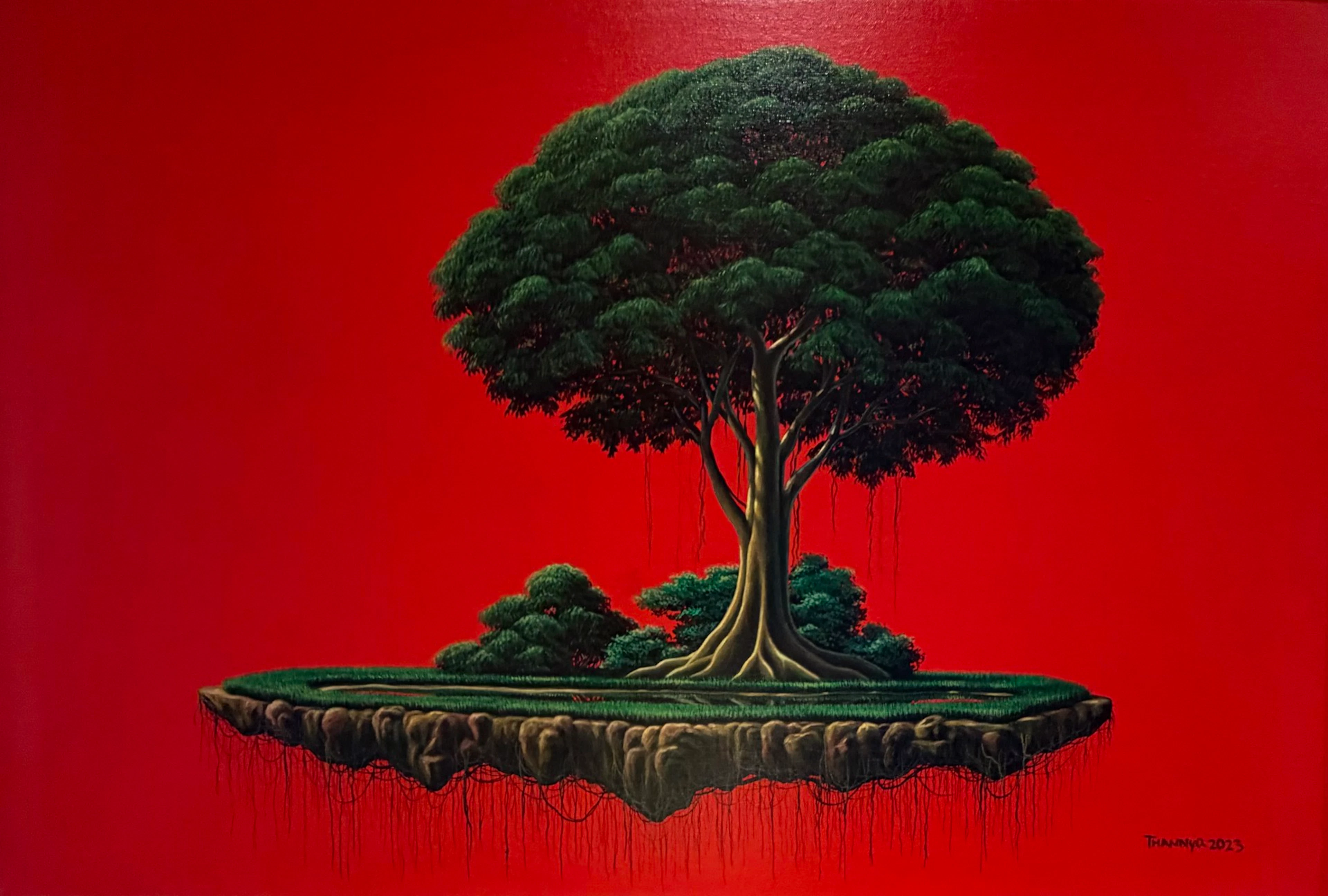 Floating Island with Red Background IV - Thannyo De Freitas