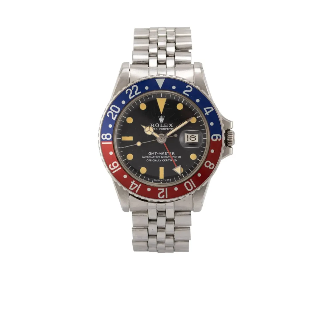 Charismatische Vintage Armbanduhr mit "Pepsi"-Lunette, 24h-Anzeige und Datum