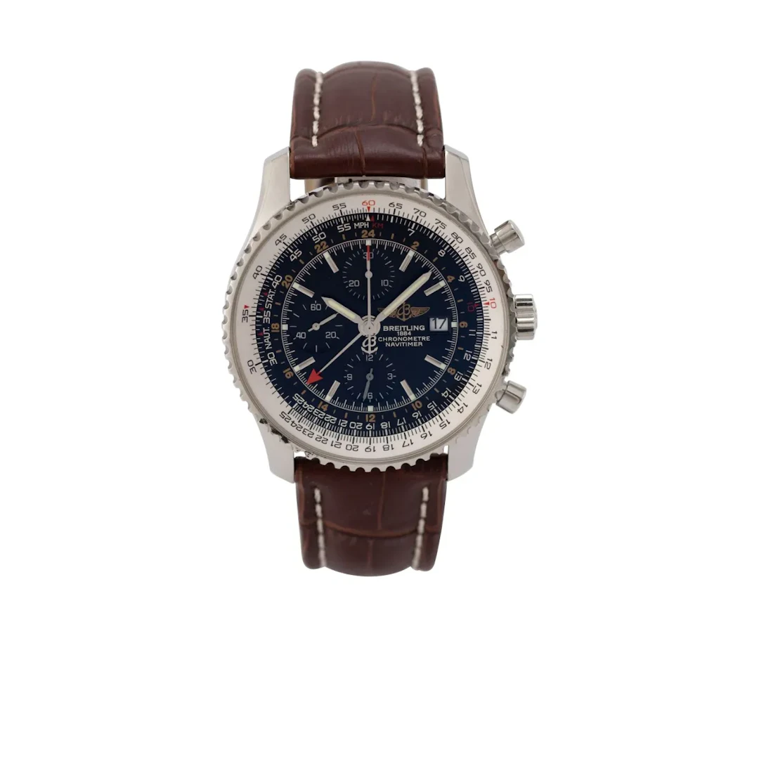 Große und schwere Armbanduhr mit Chronograph, Datum und zweiter Zeitzone
