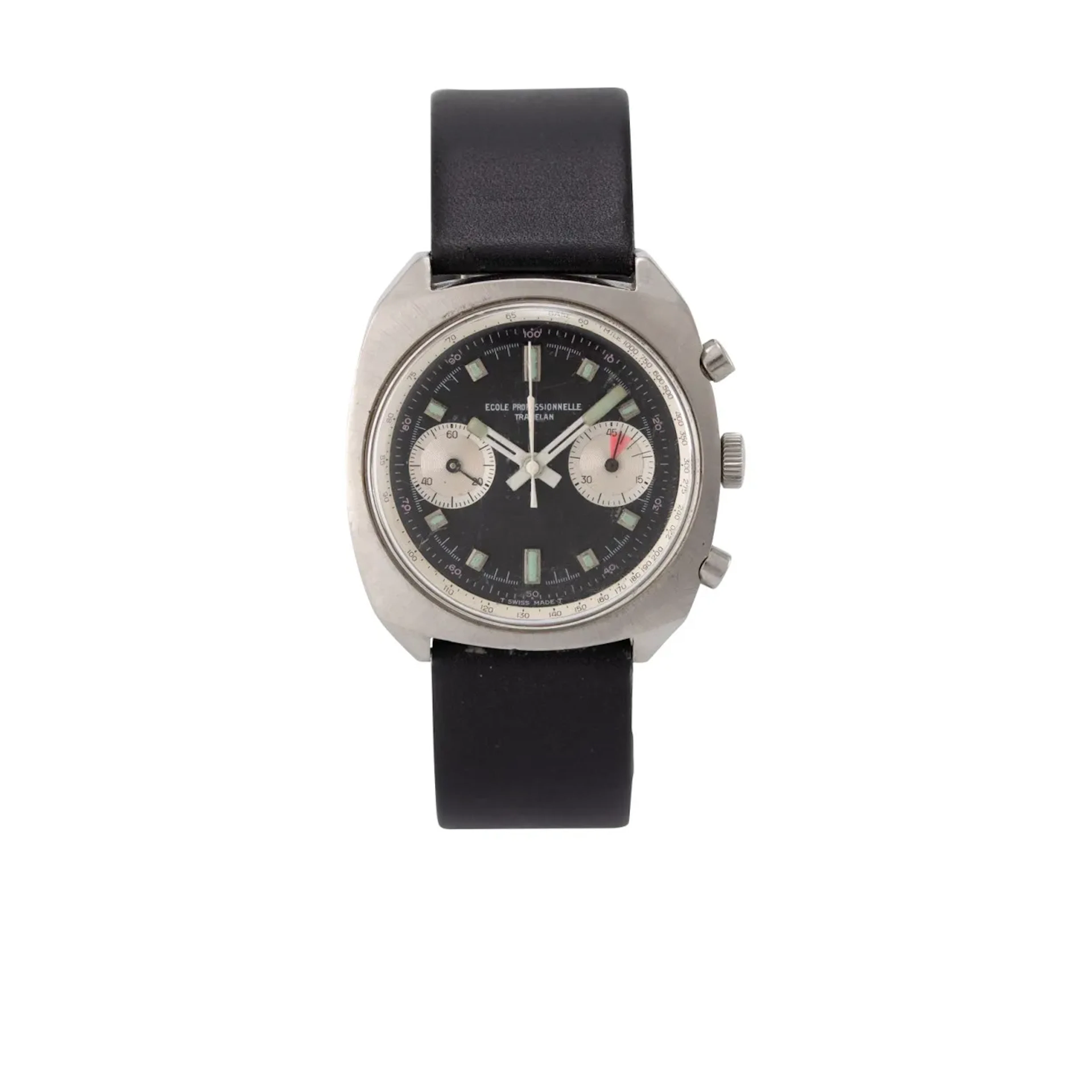 Seltene, antimagnetische Vintage Schuluhr-Chronograph mit Tritium-Panda-Zifferbl
