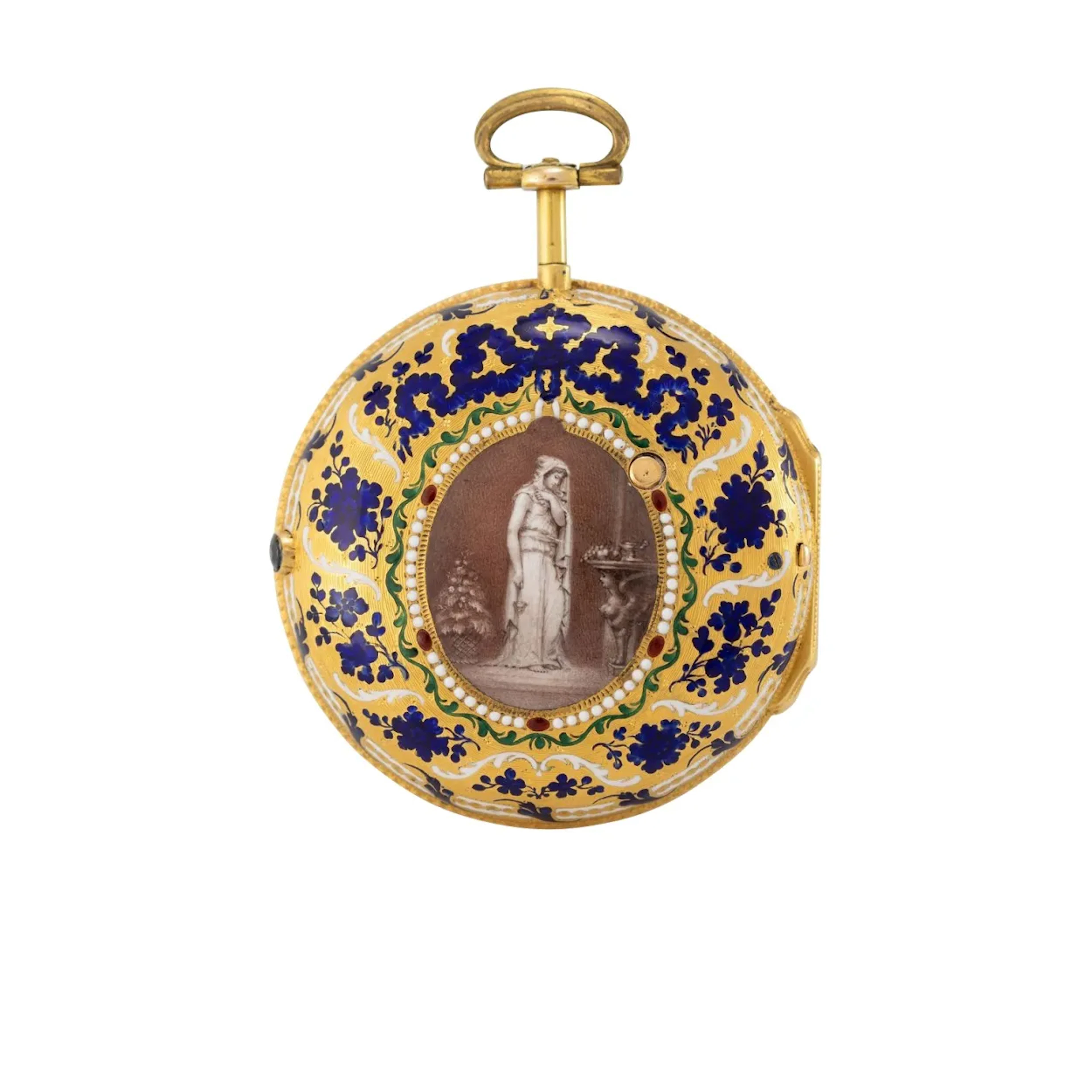 Bedeutende und äusserst dekorative Londoner Goldemail-Taschenuhr mit