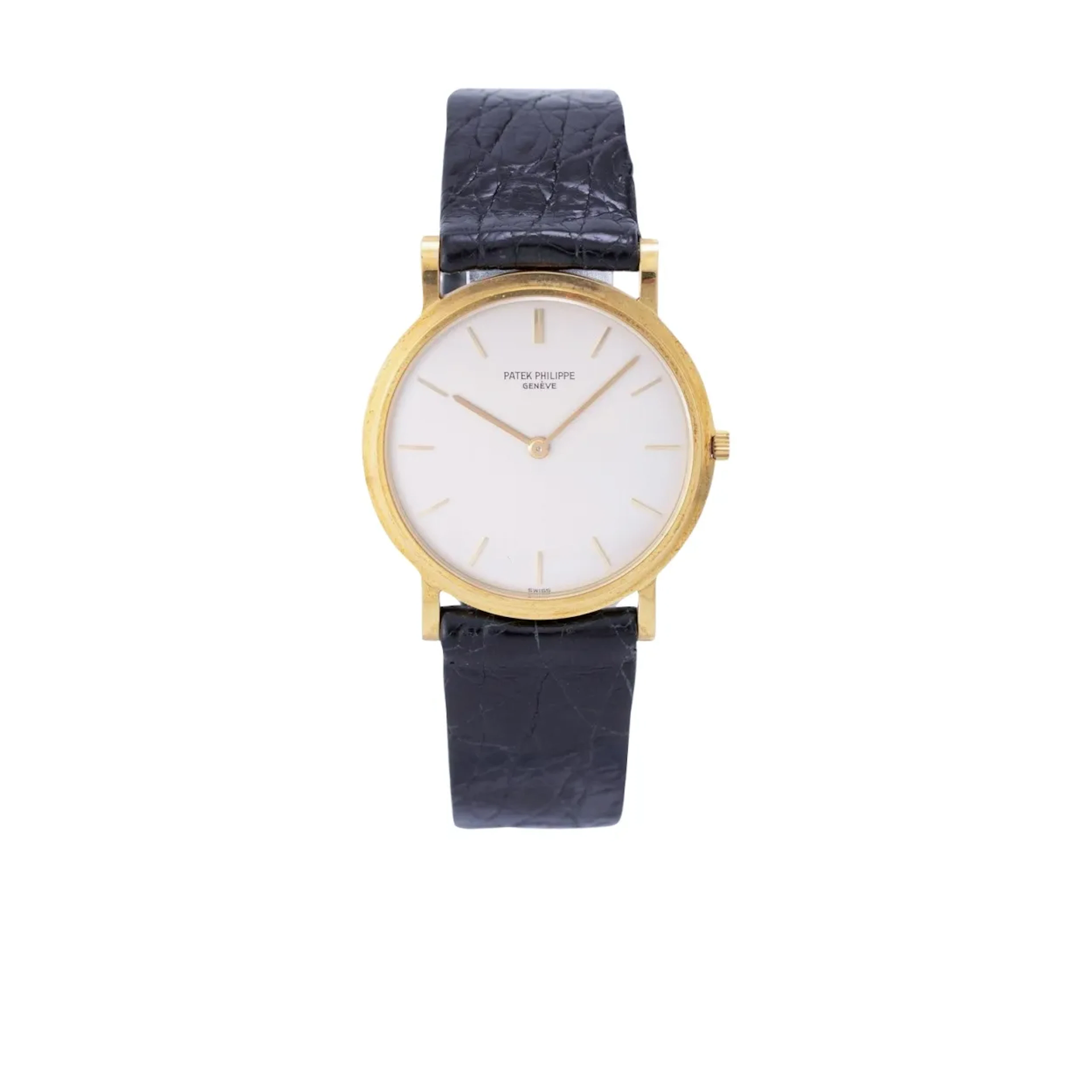 Klassisch elegante, extraflache Genfer Vintage Armbanduhr