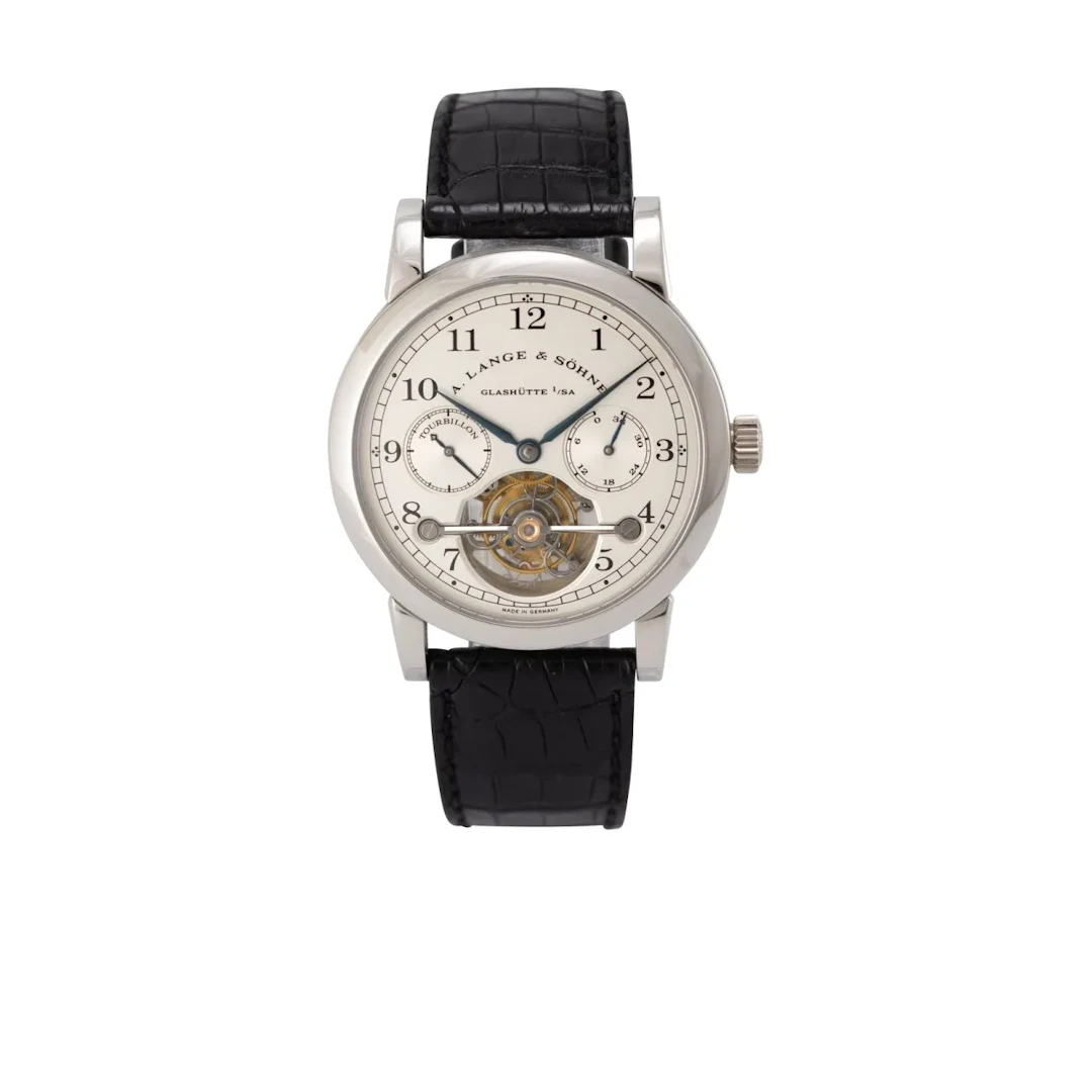 Bedeutende, hoch attraktive Glashütter Armbanduhr mit Tourbillon und