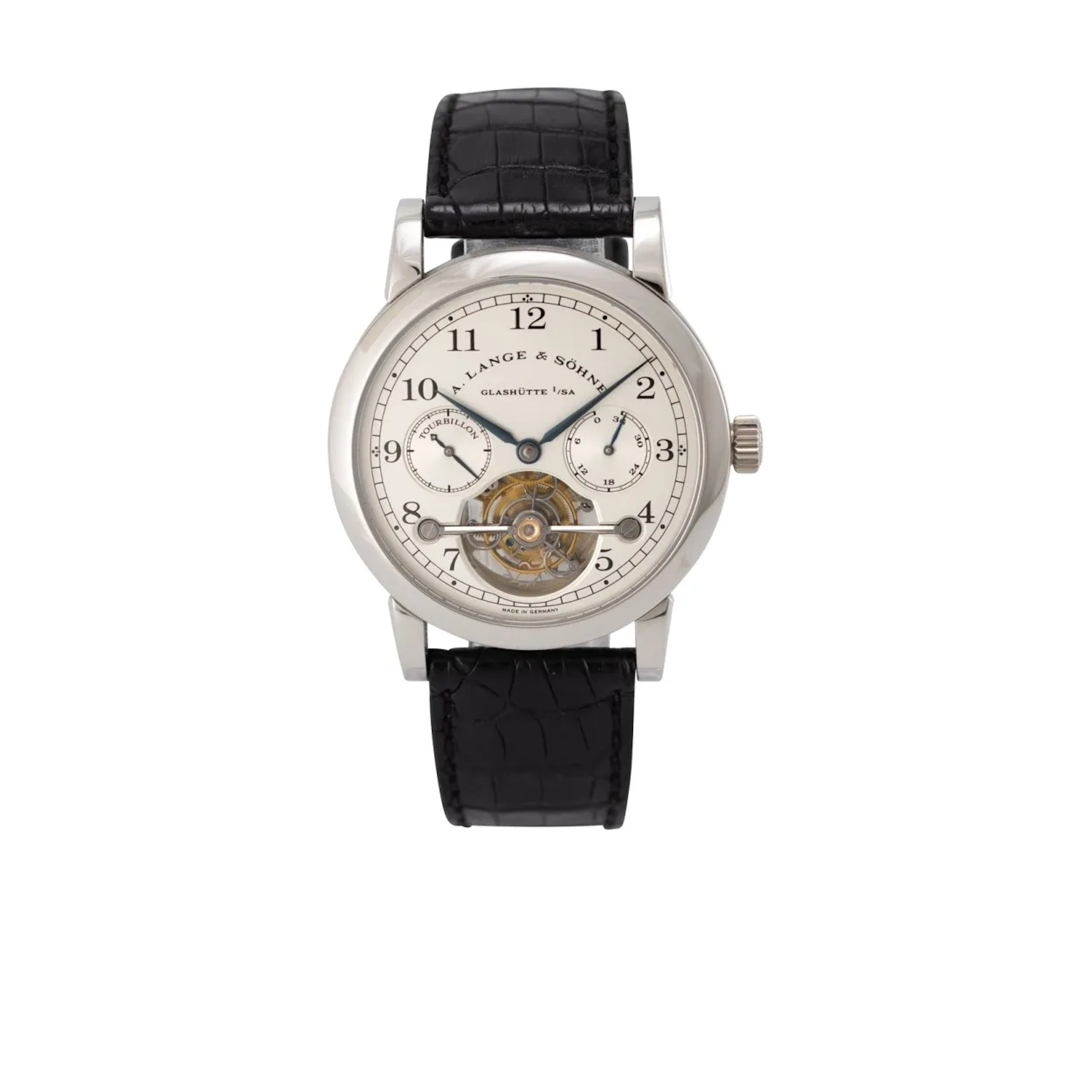 Bedeutende, hoch attraktive Glashütter Armbanduhr mit Tourbillon und